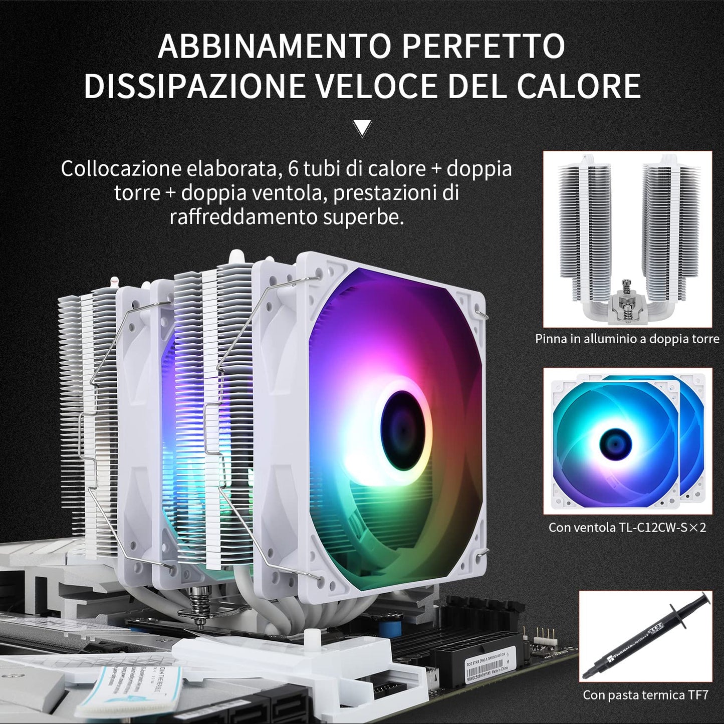 Thermalright Peerless Assassin 120 SE Black CPU Cooler, 6 Heat Pipes AGHP Technology, Dual 120mm PWM Fans, 1550RPM Speed, for AM4/AM5 and Intel LGA 1700/1851/115X/1200,Computer CPU Cooling