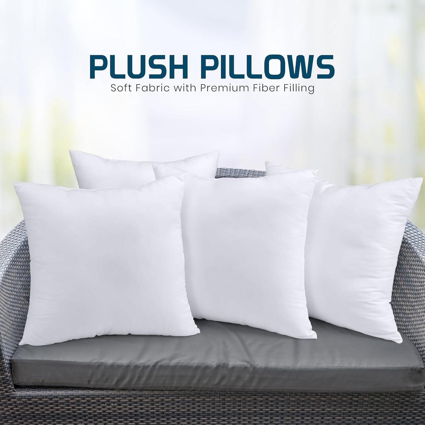 Utopia Bedding Throw Pillows (Set of 4, White), 18 x 18 Inches Pillows for Sofa, Bed and Couch Decorative Stuffer Pillow