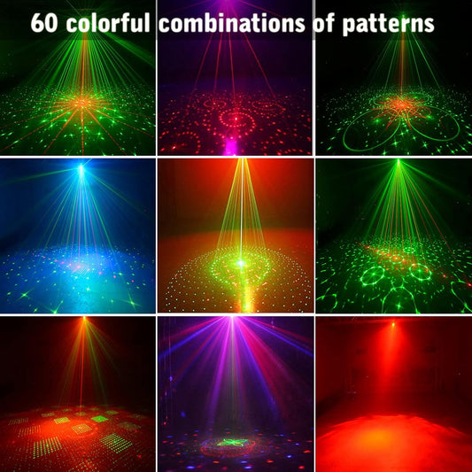 DJ Disco Light, Stage Party Lights, Rechargeable Laser Light Sound Activated RGB Led Flash Strobe Projector with Remote Control for Christmas Karaoke Pub KTV Bar Birthday Wedding - PuriLite