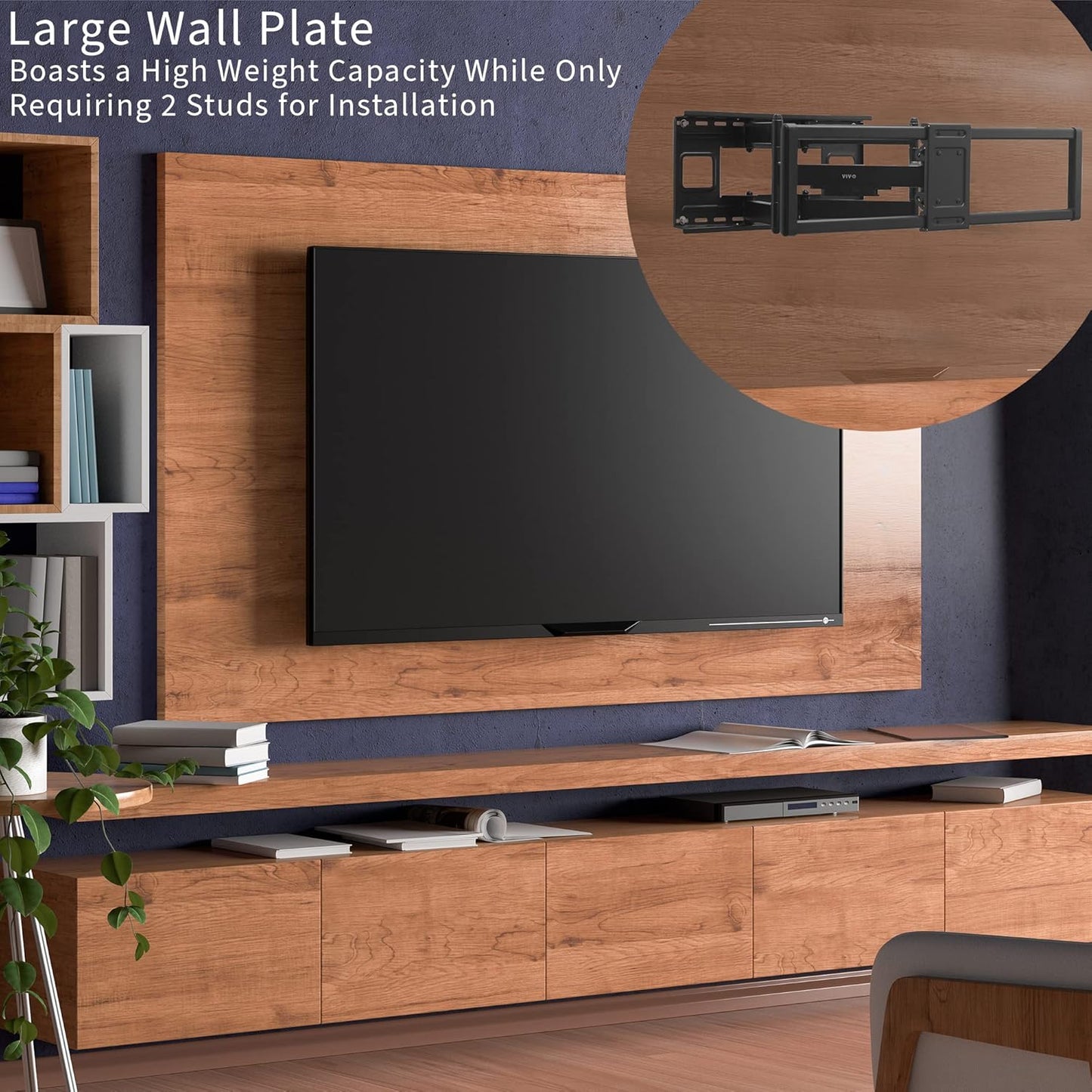 VIVO Heavy Duty 60 to 120 inch Extra Large Screen TV Articulating Wall Mount for LCD LED Flat and Curved Screens, Extended Arm Swivel Mount, Max VESA 900x600mm, Black, MOUNT-VW120M