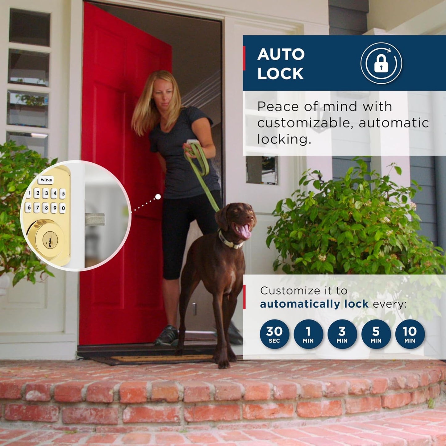 Weiser Powerbolt 3 Matte Black Keyless Entry Door Lock/Deadbolt Lock, 10-Button Keypad Door Lock with Auto Lock and 12-Month Battery Life, Electronic Door Locks for Front Door, Home Décor
