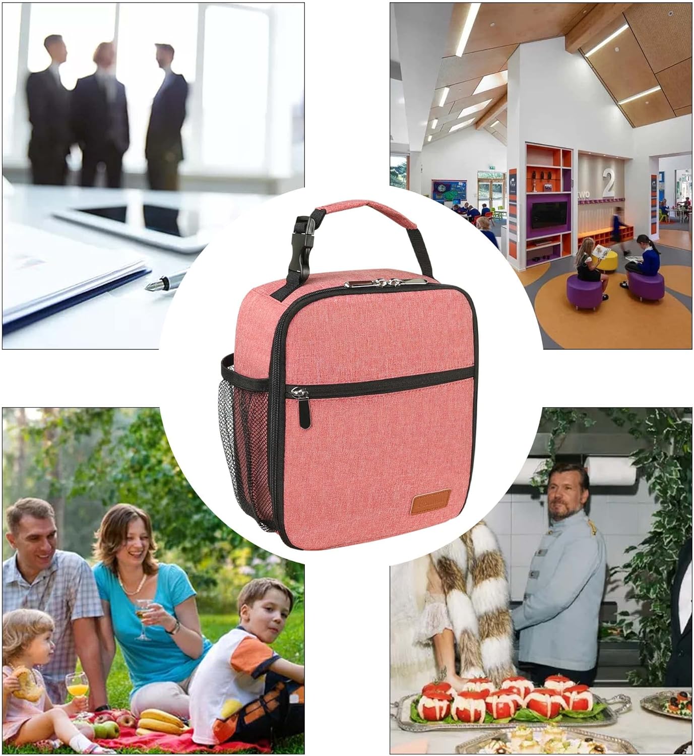 Lunch Box for Men Women Adults Small Lunch Bag for Office Work Picnic - Reusable Portable Lunchbox, Black