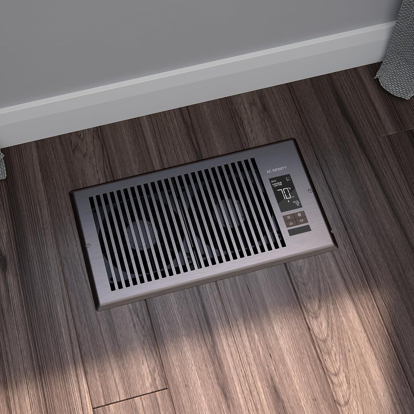 AC INFINITY AIRTAP T4, Quiet Register Booster Fan with Thermostat Control. Brown Bronze Vent. Fits 4 In x 10 In Registers.