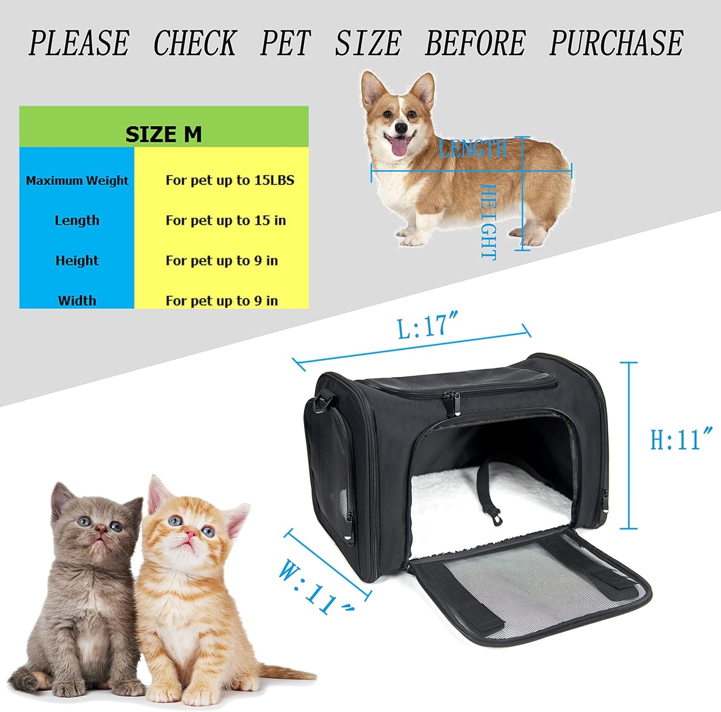 NextFri Soft Sided Carrier for Cats Dogs,TSA Airline Approved Collapsible Travel Pet Carrier (Magenta, Medium)