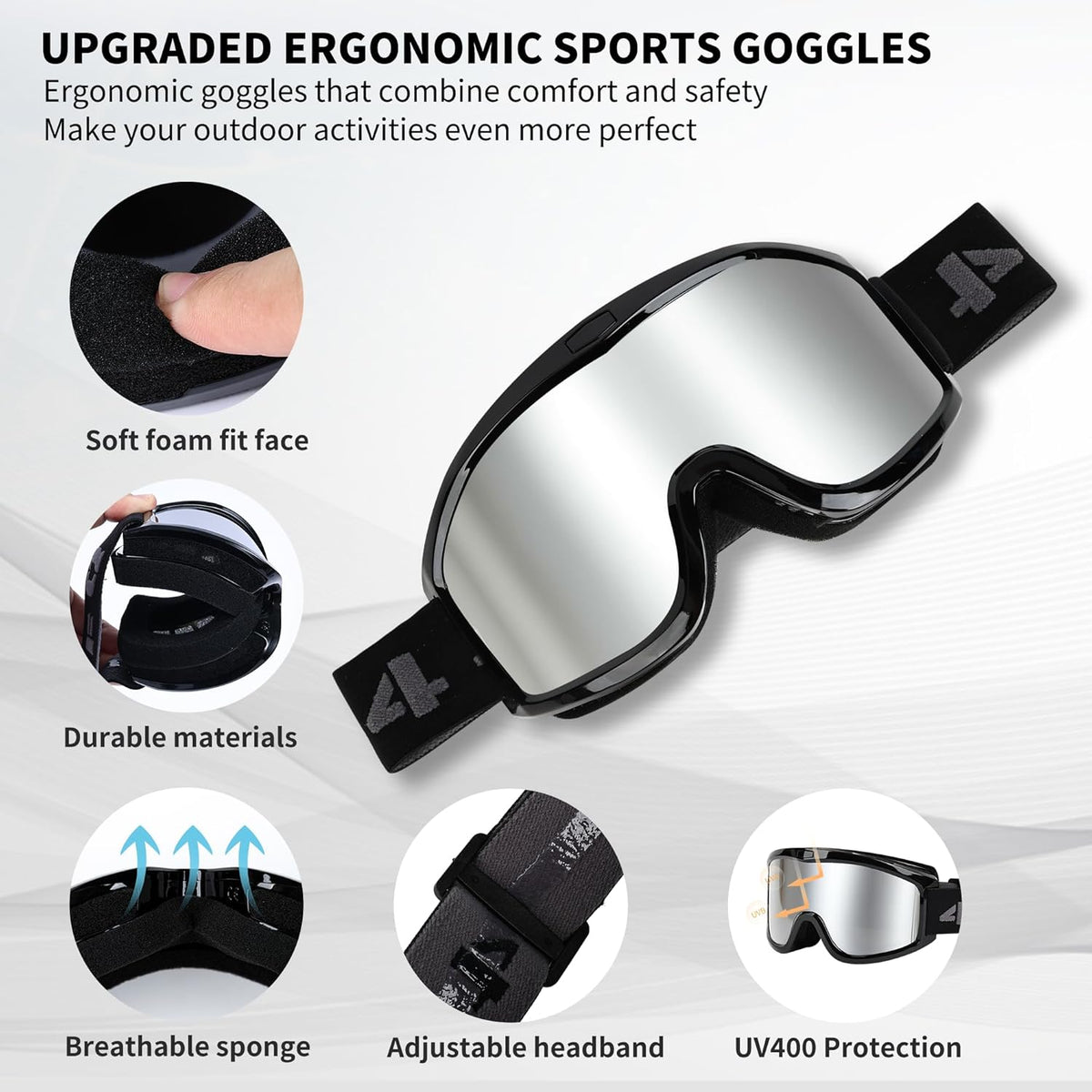4-FQ Upgraded Motocross Goggles, Motorcycle Gear ATV Dirt Bike Riding Racing MX & MTB Eyewear - PuriLite