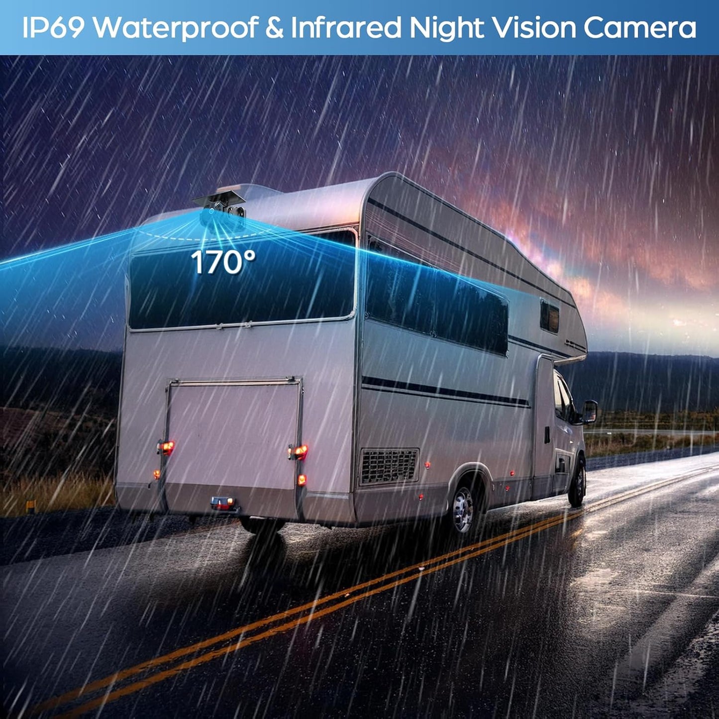 Magnetic Solar Wireless Backup Camera No Installation VASTEND 7'' Rear View Camera for Car No Delay 10000mAh Rechargeable RV Backup Camera 1080P for Truck Trailer Camper (VS-7A)