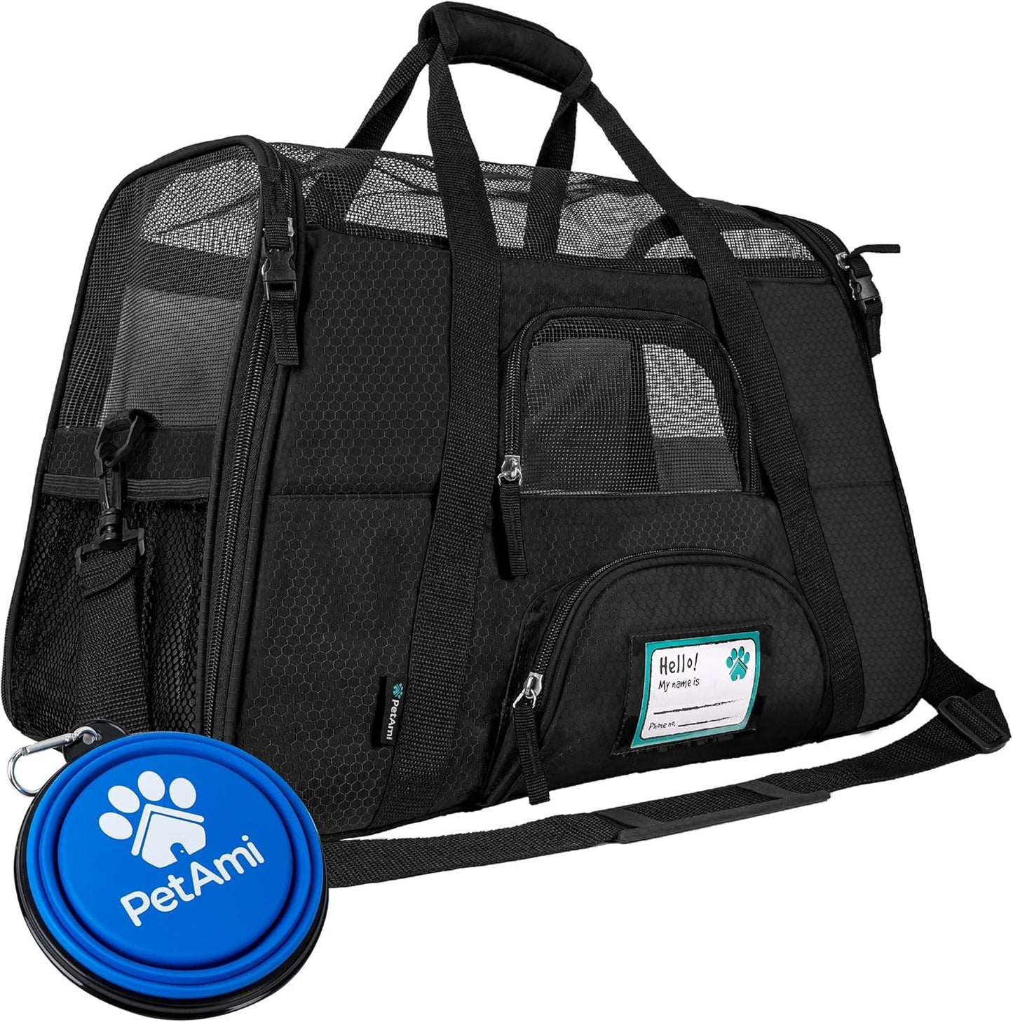 Premium Airline Approved Soft-Sided Pet Travel Carrier by PetAmi | Ventilated, Comfortable Design with Safety Features | Perfect For Plane or Car | Ideal for Small to Medium Sized Cats, Dogs, and Pets