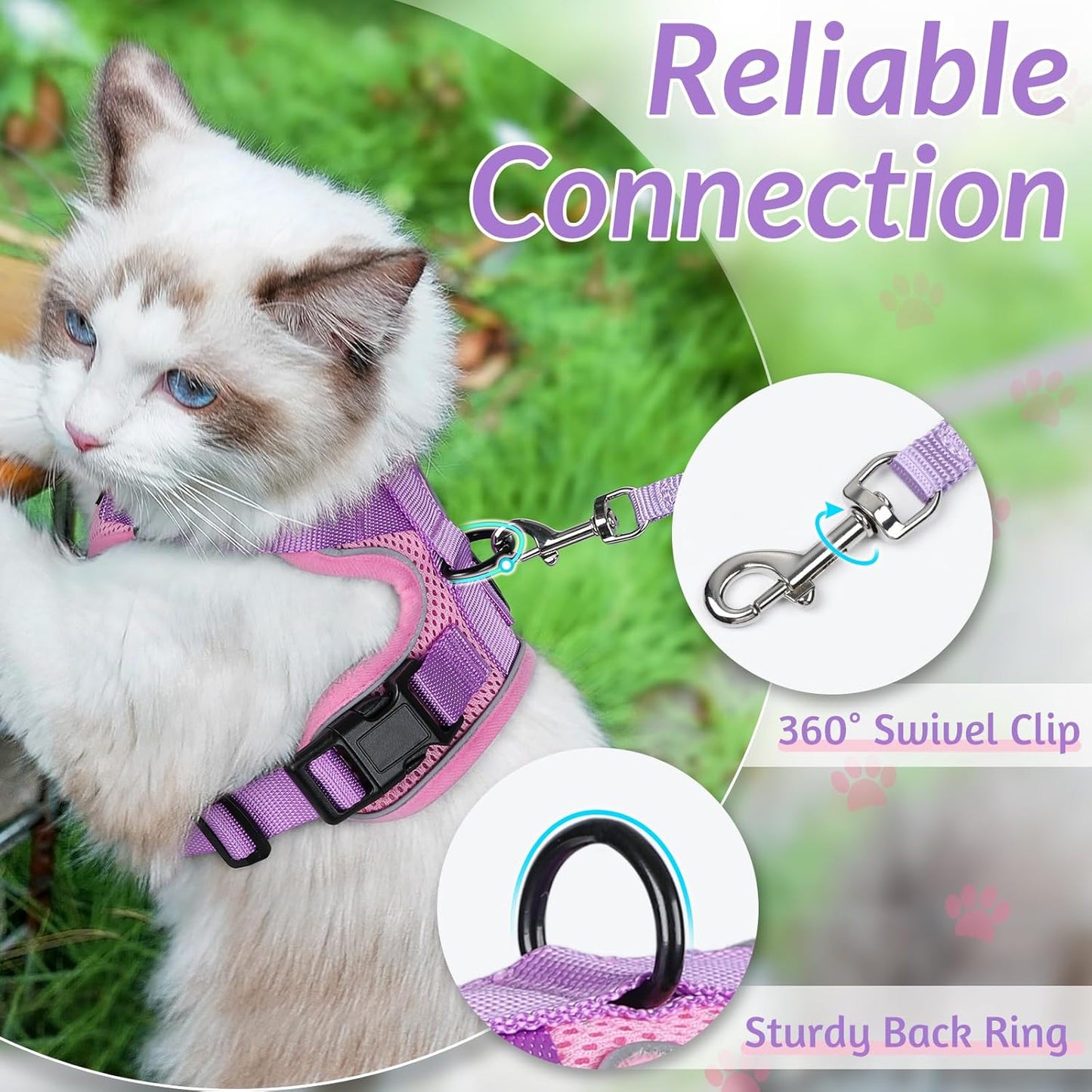 rabbitgoo Cat Harness and Leash for Walking, Escape Proof Soft Adjustable Vest Harnesses for Small Medium Cats, Easy Control Breathable Reflective Strips Jacket, XS, Black