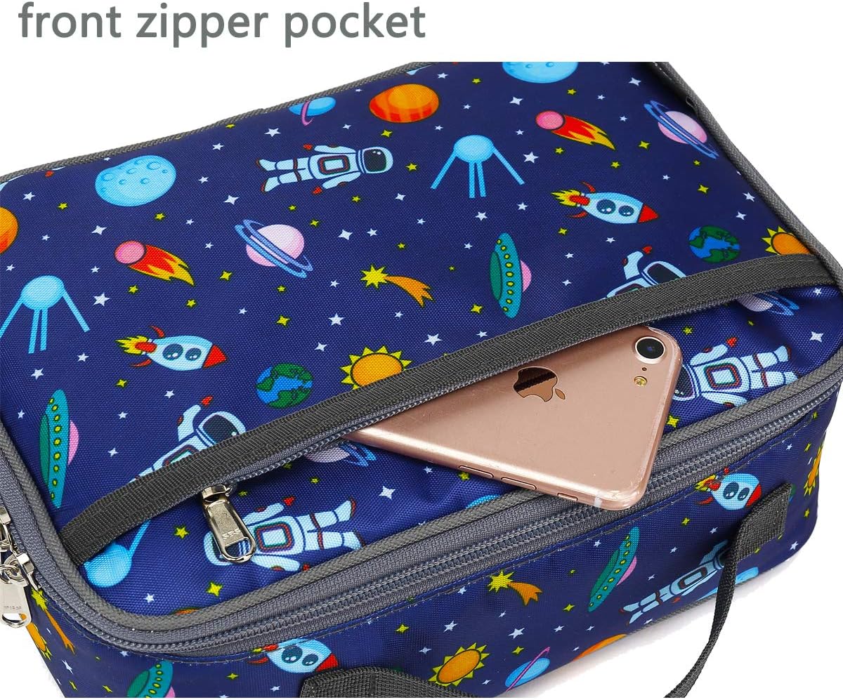 FlowFly Kids Lunch Box Insulated Soft Bag Mini Cooler Back to School Thermal Meal Tote Kit for Girls, Boys, Black