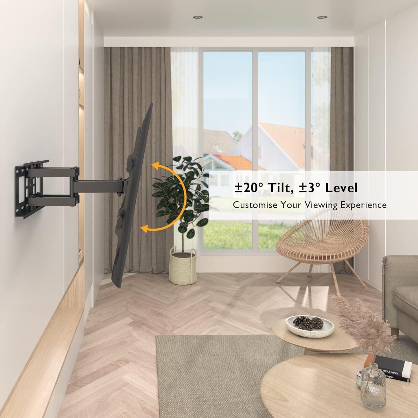 BONTEC Full Motion TV Wall Mount for 37-84 Inch LED LCD OLED Flat Curved TVs, Swivel Tilt Articulating Dual Arm TV Mount Bracket Holds up to 132lbs, Max VESA 600x400mm, Easy Installation