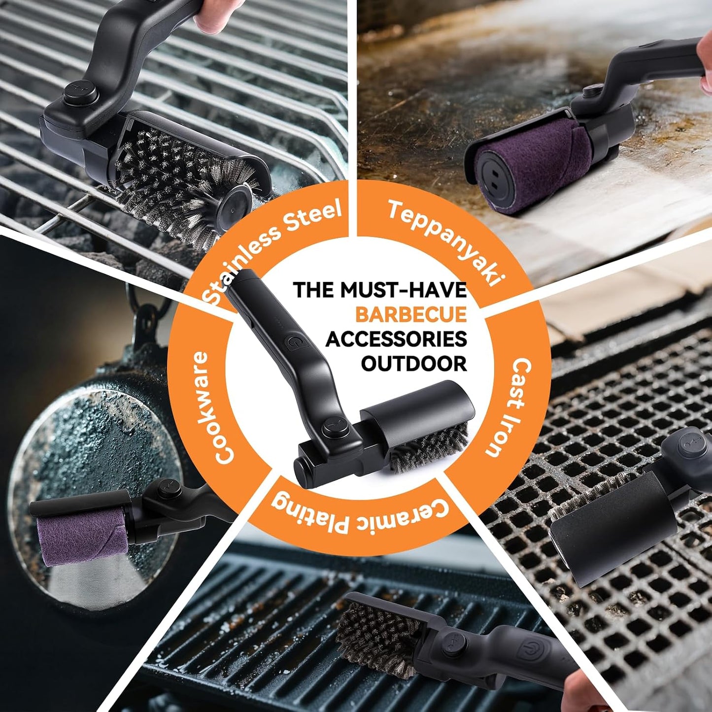 Electric Grill Cordless Cleaning Brush, Upgraded AS SEEN ON TV! BBQ Barbecue Scrubber, High Torque 25W Motor & MAX 400RPM, Dual Heads & Splash Guard, Price 59.97 for Genuine Product!