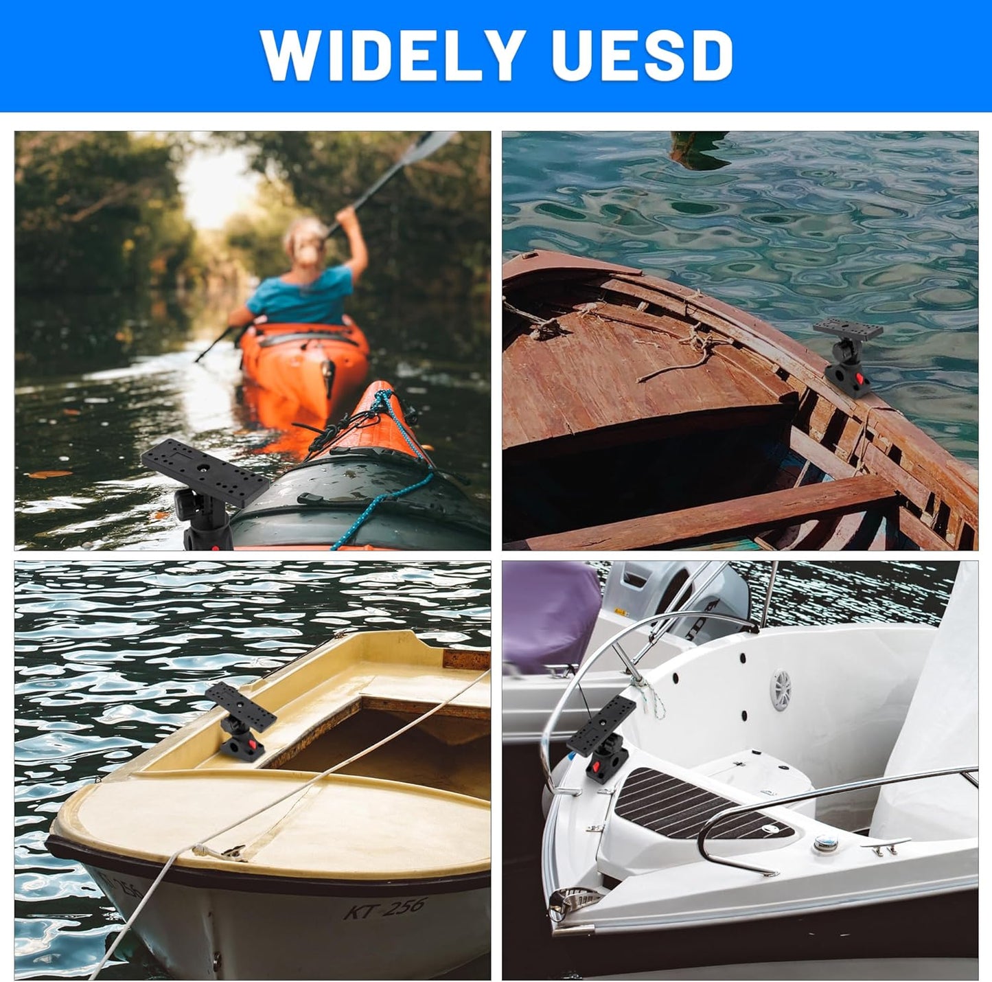 Xproutdoor Fish Finder Mounts for Boat, 360° Adjustable Fish Finder Mounting Brackets, Depth Finders Mount, Universal Marine Electronics Mounting Plate for Boat, Canoe, Kayak