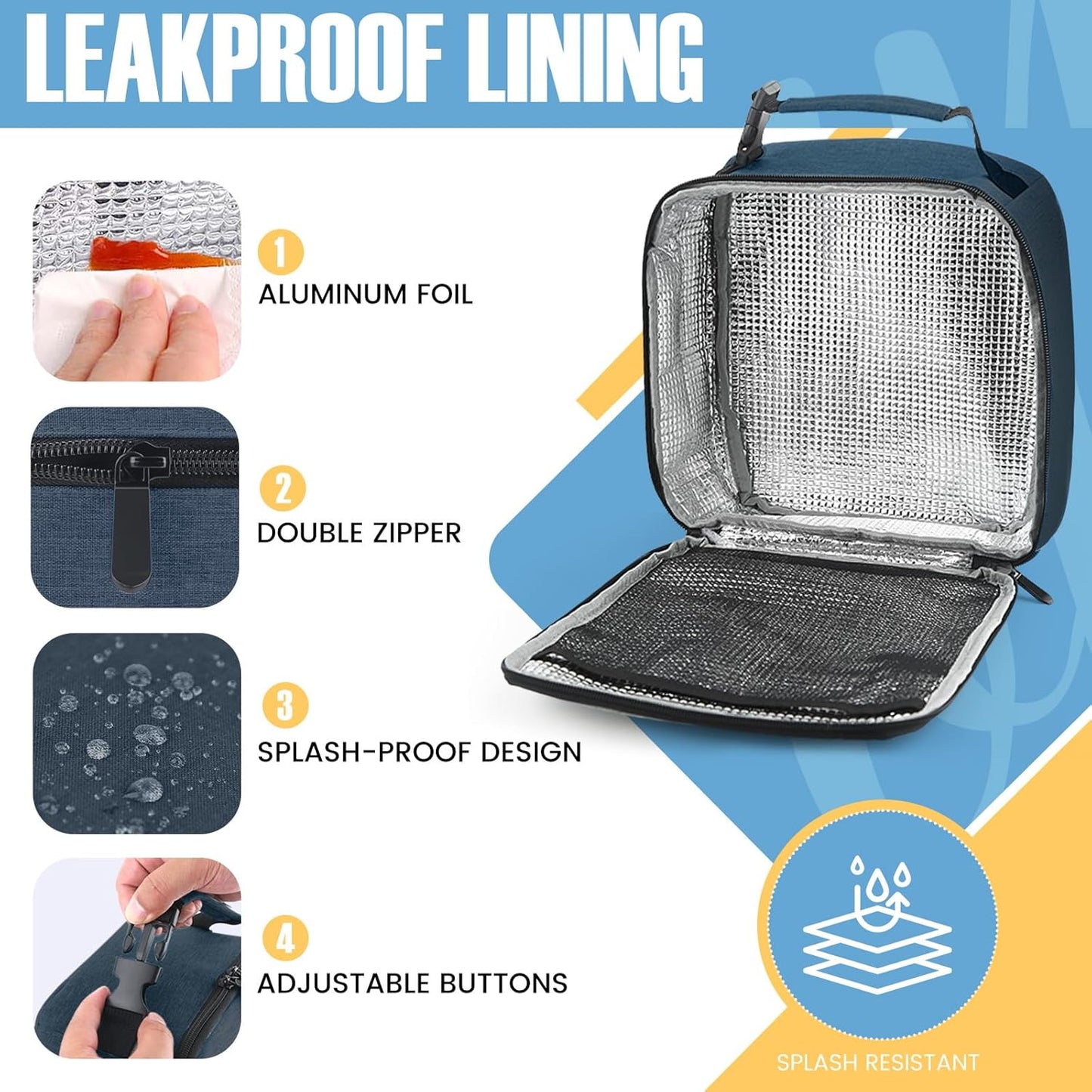 Lunch Bag for Men/Women, Reusable Lunch Box for Adult, Small Insulated Lunch Box, Lunch Tote Bag for Office, Work, Picnic