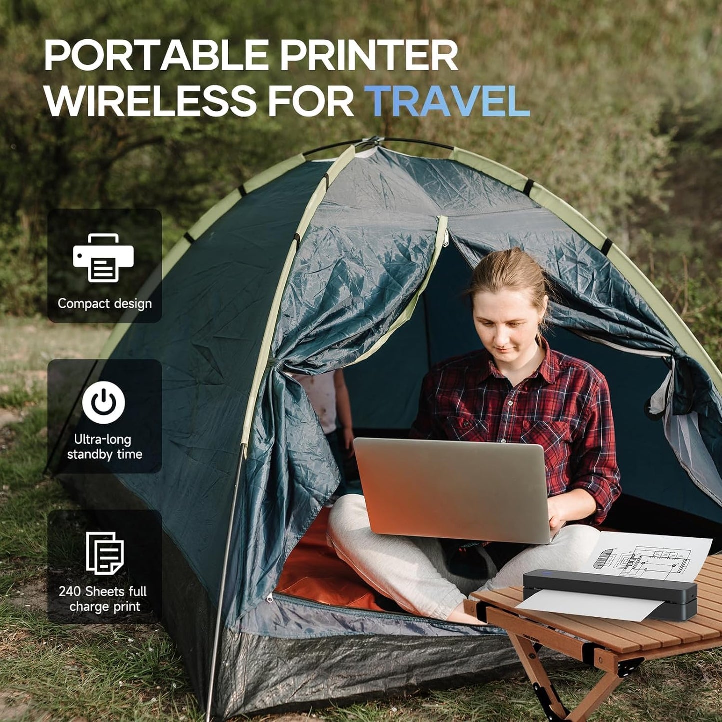 iDPRT Portable-Printer Wireless for Travel, 203DPI Inkless-Small-Thermal-Printer for Home Use, Office, Vehicles, Mobile Bluetooth Printer Supports 8.5" x 11" US Letter&A4&A5, for Smartphone & PC