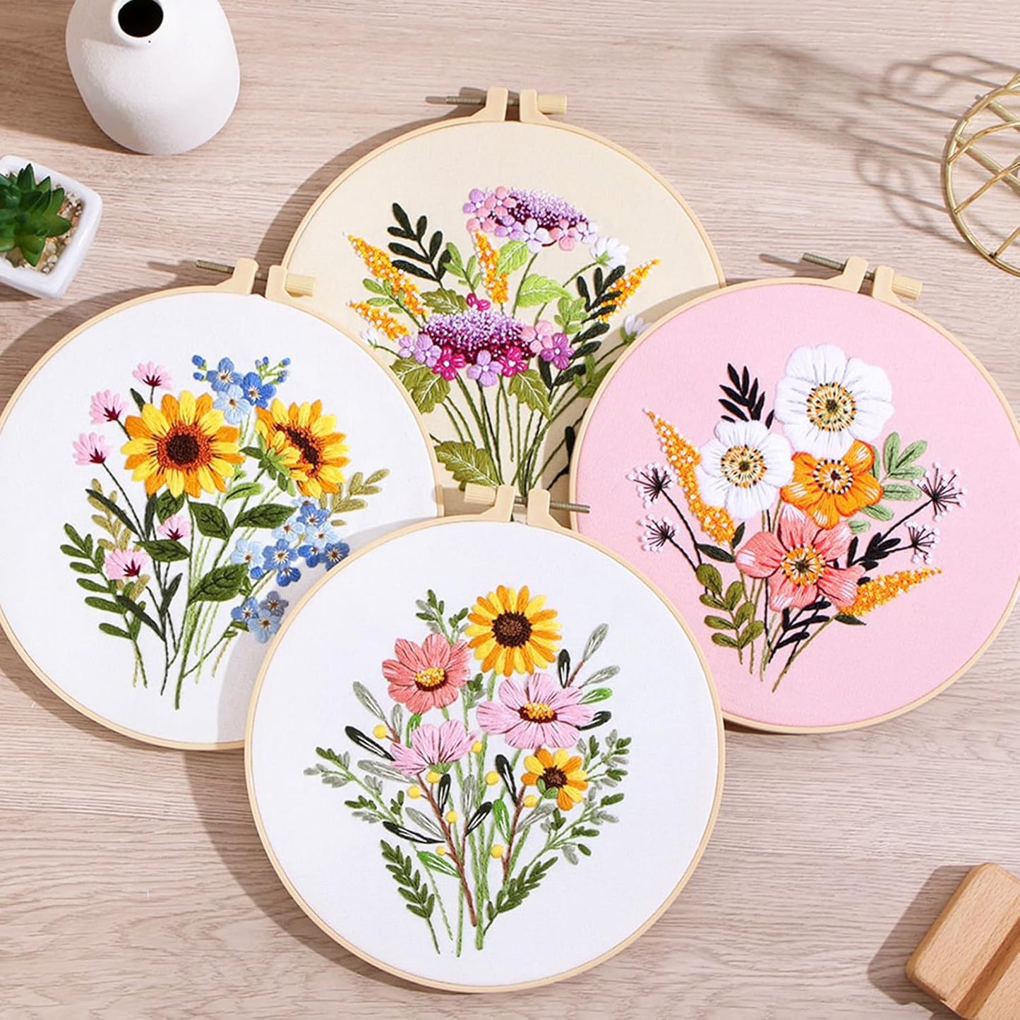 Purilite Select 3-Sets Flower Embroidery Kit