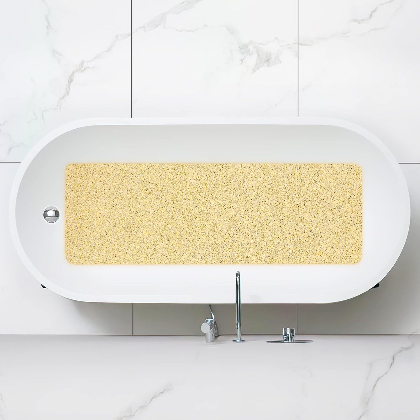 HITSLAM Shower Mat Non Slip, 24 x 16 Inch Bathtub Mat Non Slip with Drain, Soft PVC Loofah Bath Mat for Tub, Quick Drying Bathroom Shower Mat, Grey