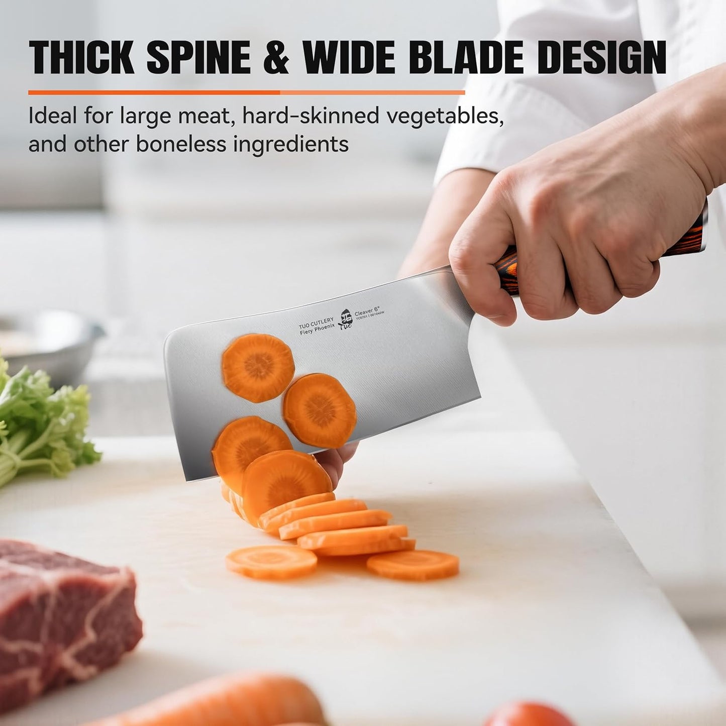 TUO Boning Knife - Razor Sharp Fillet Knife - High Carbon German Stainless Steel Kitchen Cutlery - Pakkawood Handle - Luxurious Gift Box Included - 7 inch - Fiery Phoenix Series
