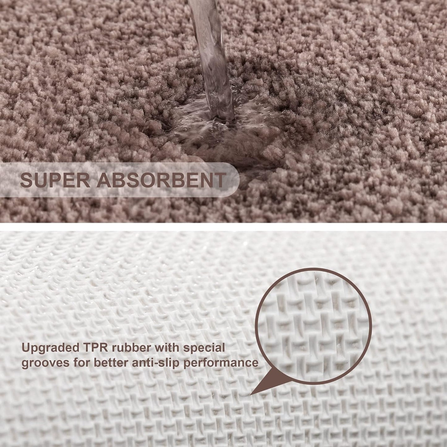 Bathroom Rugs Set 2 Pieces - Bath Rugs Ultra Soft Absorbent Non-Slip Fluffy Thick Microfiber Cozy Bath Mats Set for Tub Shower Bathroom Floors Accessories, 20"x32" & 16"x24" Set of 2 (Beige)