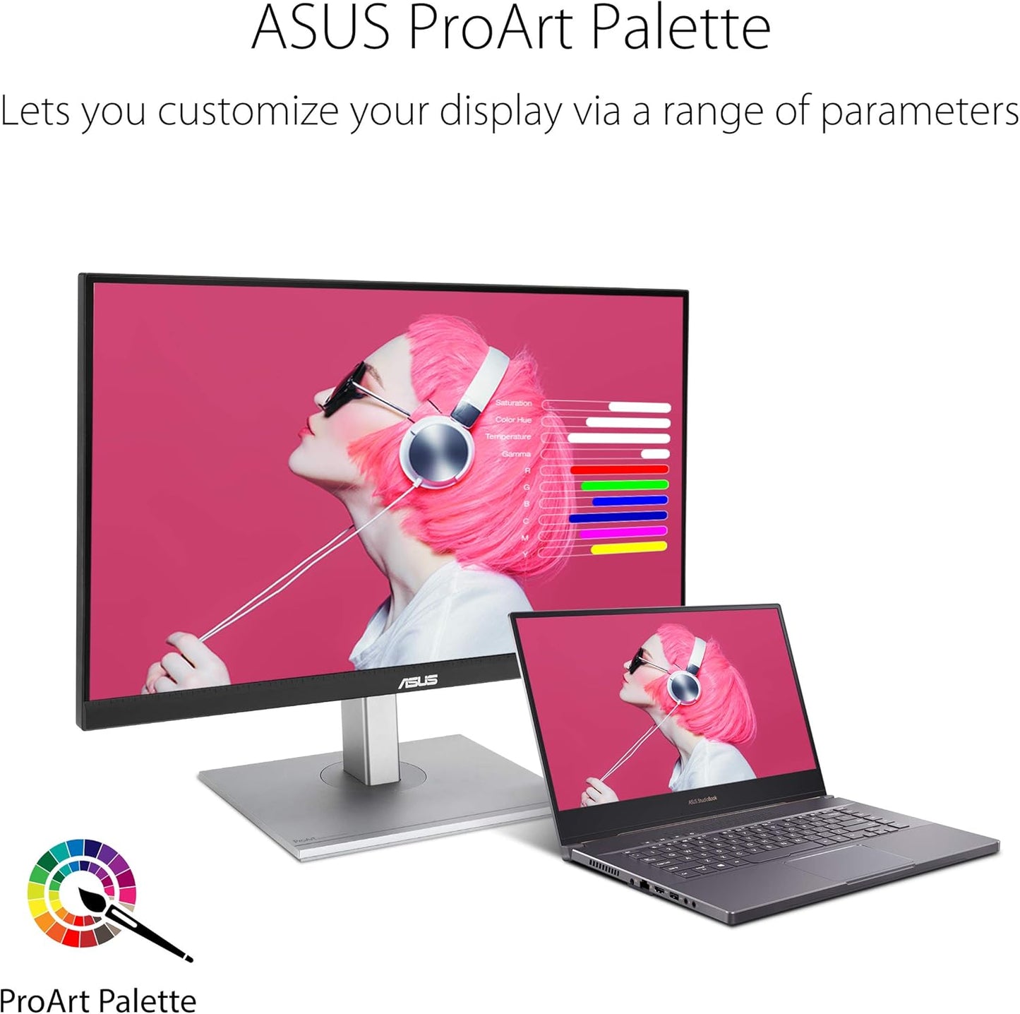ASUS ProArt Display 27" Monitor PA278CV - WQHD (2560 x 1440), IPS, 100% sRGB, 100% Rec. 709, ΔE < 2, Calman Verified, USB Hub, USB-C, DisplayPort Daisy-Chaining, HDMI, Eye Care, Height Adjustable , BLACK/SLIVER