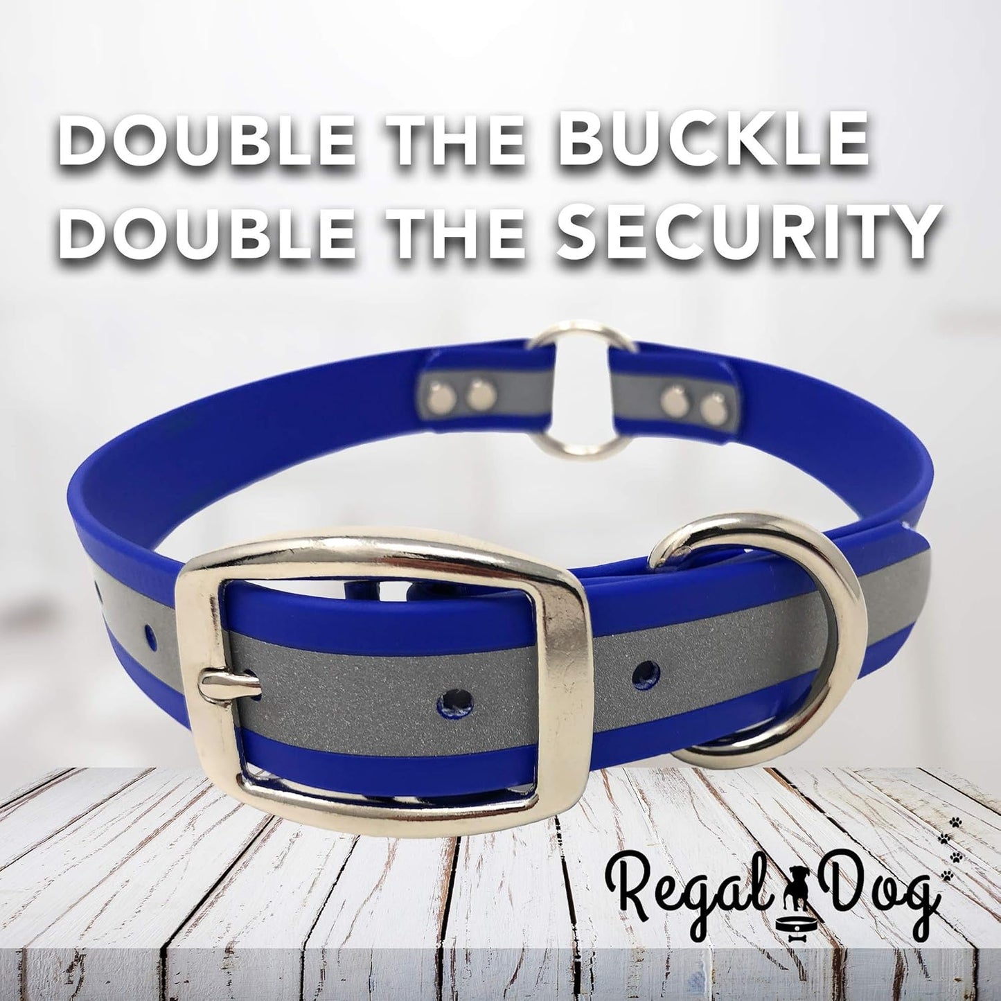 Regal Dog Products Large Pink Heavy Duty Reflective Dog Collar with Center Ring, Metal Buckle and D Ring | Anti-Odor Adjustable Biothane Waterproof Dog Collar | Other Sizes for Small & Medium Dogs