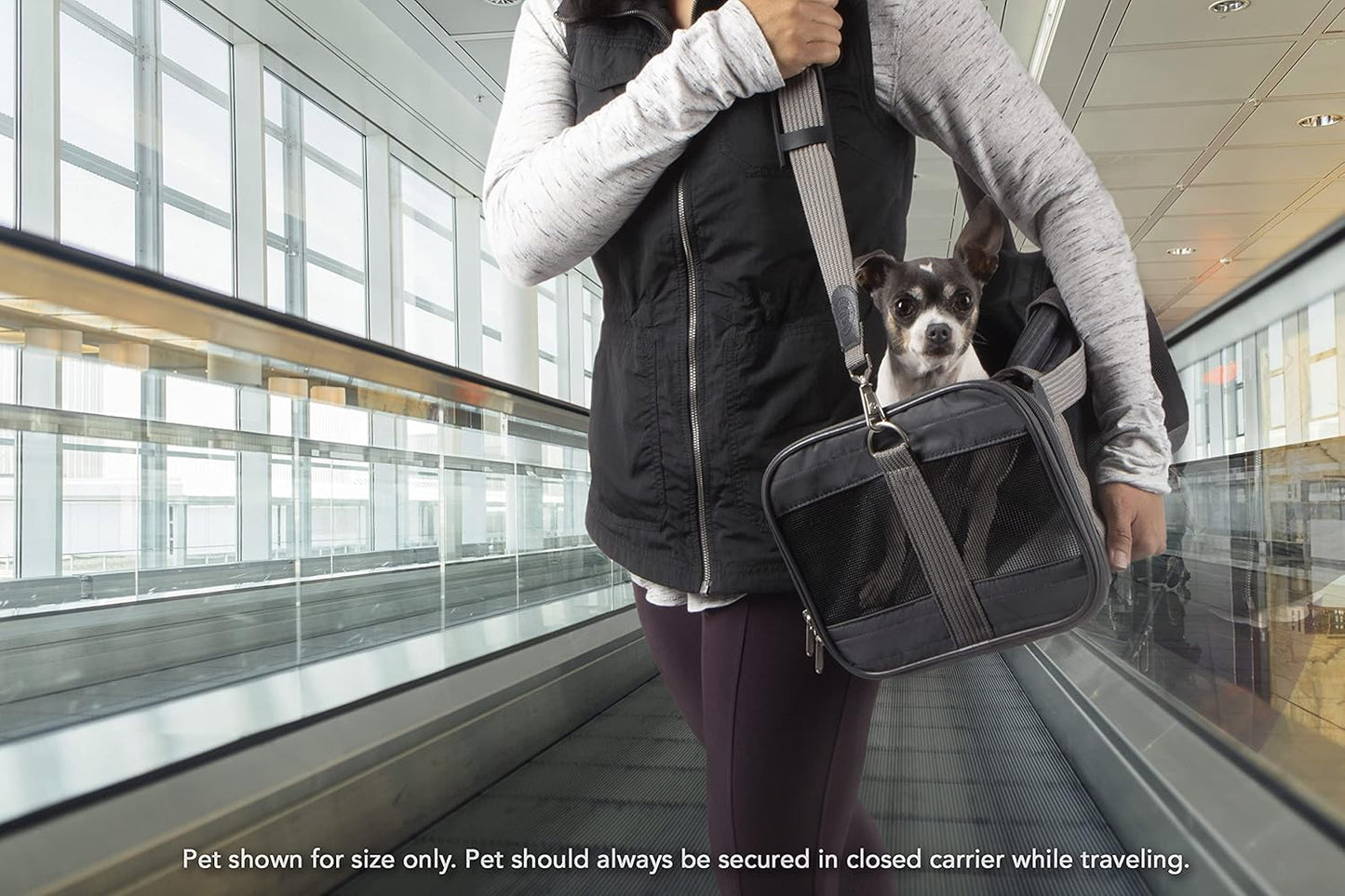 Sherpa Original Deluxe Travel Bag Pet Carrier, Airline Approved & Guaranteed-On-Board - Mesh Panels & Spring Frame, Locking Safety Zippers, Machine Washable Liner - Charcoal Gray, Medium