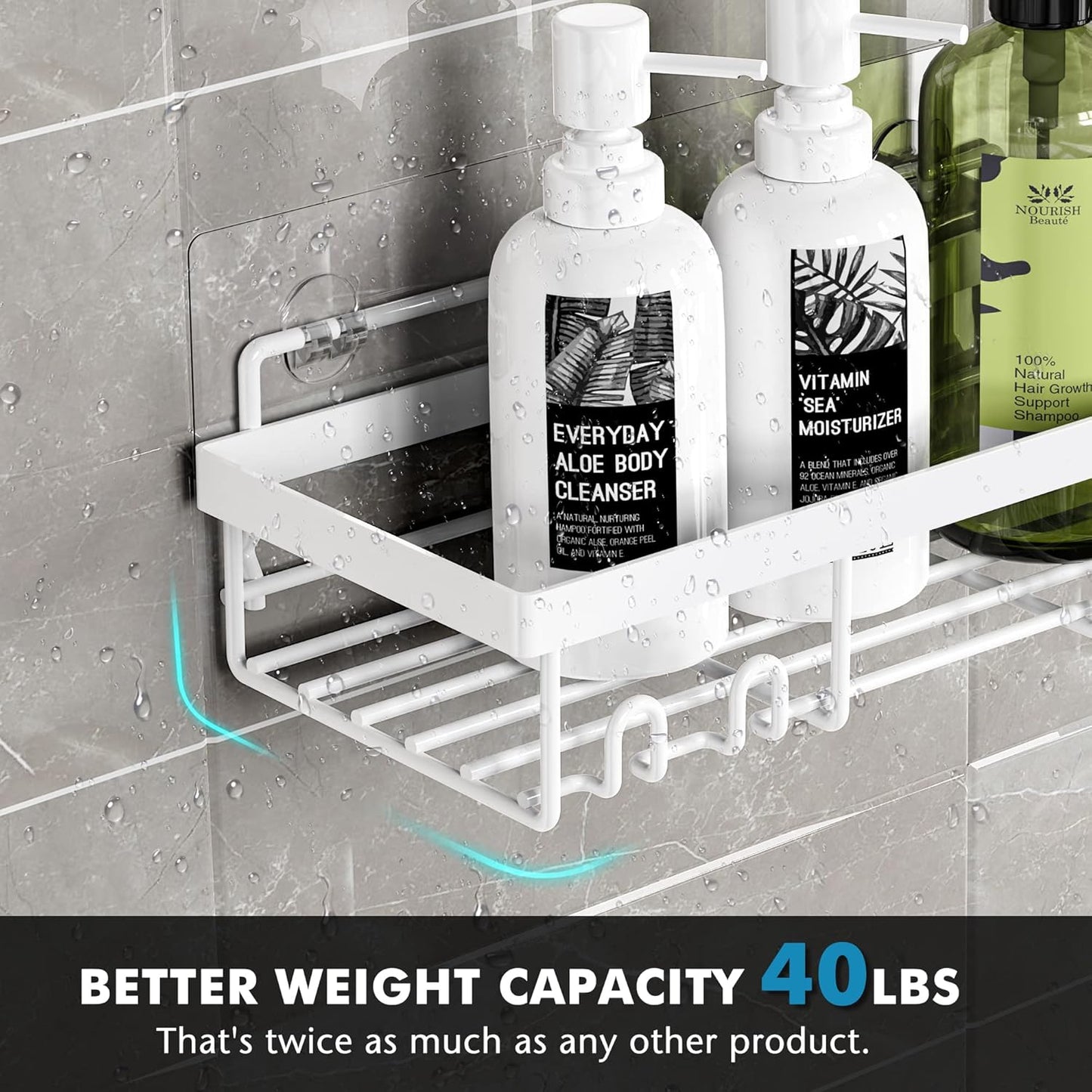 Moforoco Shower Caddy Shelf Organizer Rack, Self Adhesive Black Bathroom Shelves Basket, Home Farmhouse Wall Shower Inside Organization and Storage Decor Rv Accessories, First Apartment Essentials