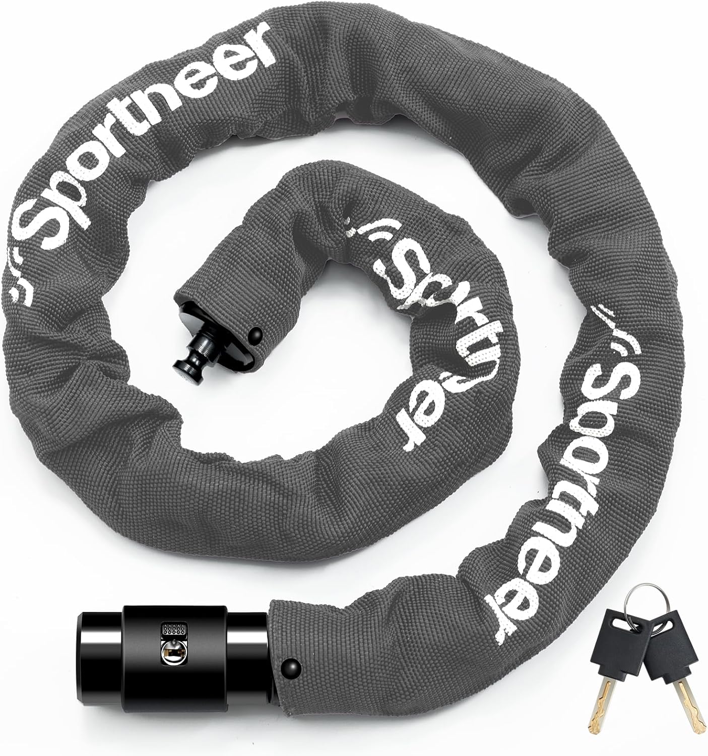 Sportneer Bike Lock Anti-Theft Bicycle Chain Lock Heavy Duty 0.32inch/8mm Thicker Motocycle Lock High Security with 2 Keys for Bike, Scooter, Moto, Door, Gate Fence