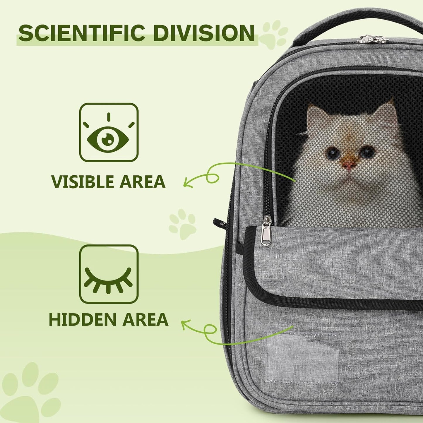 Pecute Cat Backpack up to 13 lbs, Cat Backpack Carrier with Breathable Scratch-Resistant Mesh, Visible Window, 2 Side Openings, Backpack for Cats, Puppies or Rabbits,Great for Travel Hiking Camping