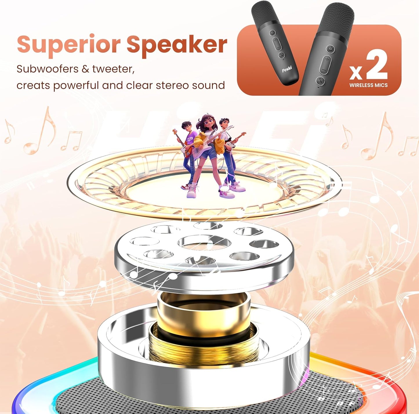 Karaoke Machine for Kids Adults, Portable Bluetooth Mini Karaoke Microphone Singing Speaker Karaoke Player with 2 Wireless Mic Toys for All Smartphones,Birthday, Family,Home Party (Purple)