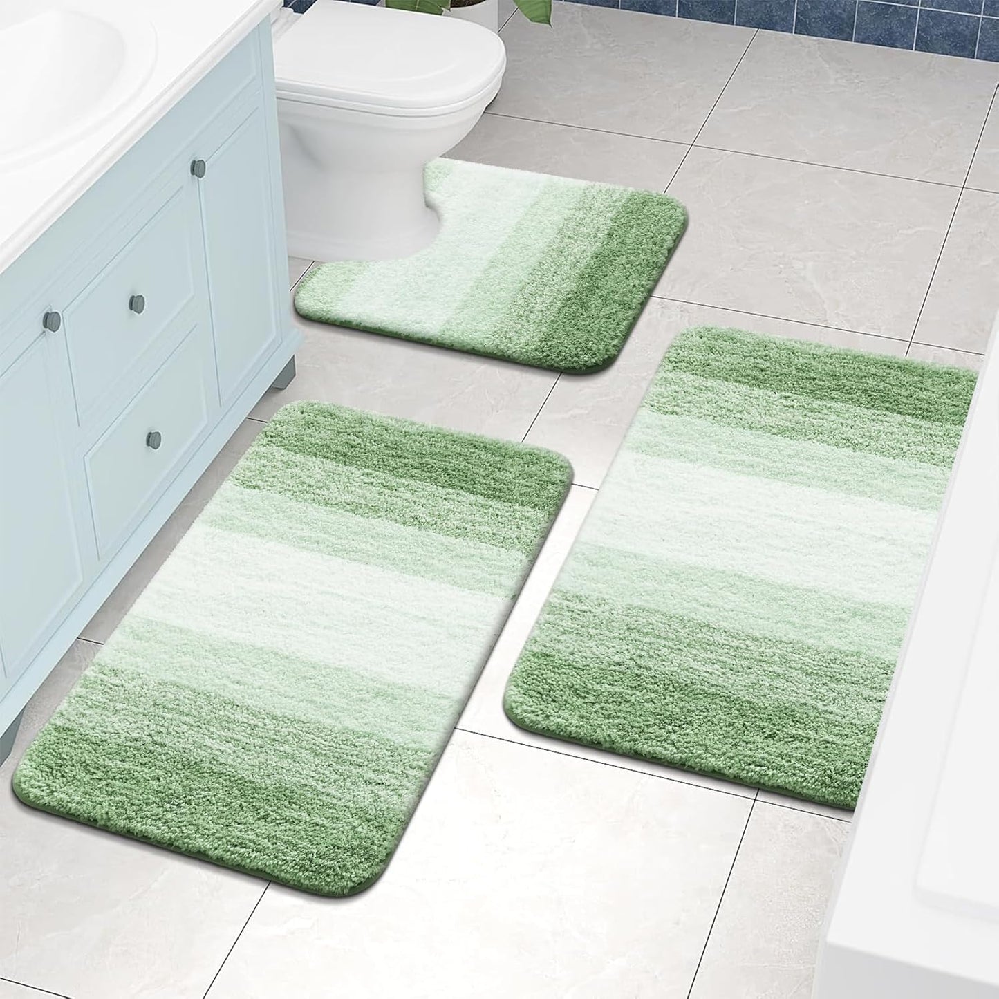 OLANLY Luxury Microfiber Bath Mat, Extra Soft and Absorbent Bathroom Mat, Non-Slip Plush Shaggy Bathroom Rug, Machine Wash Dry, Bath Rugs for Bathroom Floor, Tub and Shower, 16x24, Grey