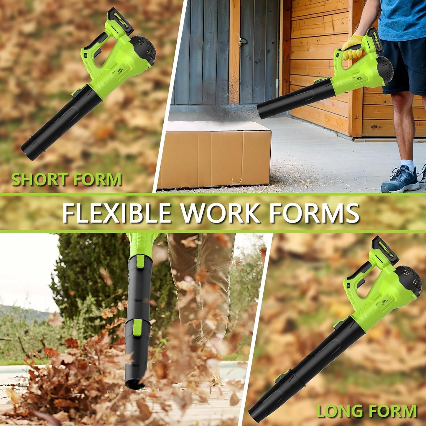 GREENER 21V Leaf Blower Cordless - 460CFM/145MPH Turbo Mode Electric Leaf Blower with 2 X 4.0Ah Battery and Fast Charger Included, Blowing Leaves and Dust, Patio Cleaning