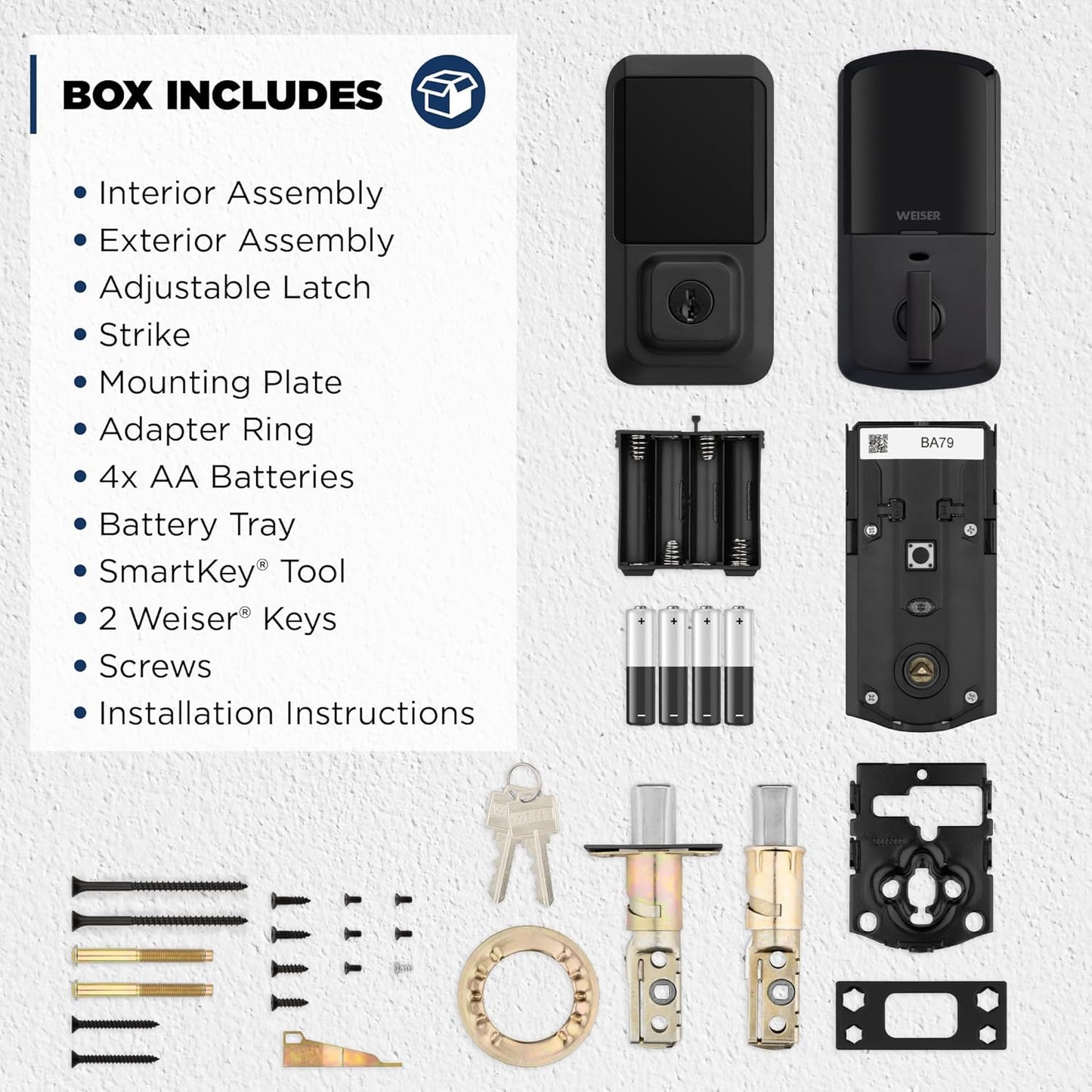 Weiser Halo Matte Black WiFi Smart Lock, Keyless Entry Door Lock, Touchscreen Keypad Door Lock, Amazon Alexa & Google Assistant/Google Home Compatible, Deadbolt Lock, Smart Locks for Entry Door