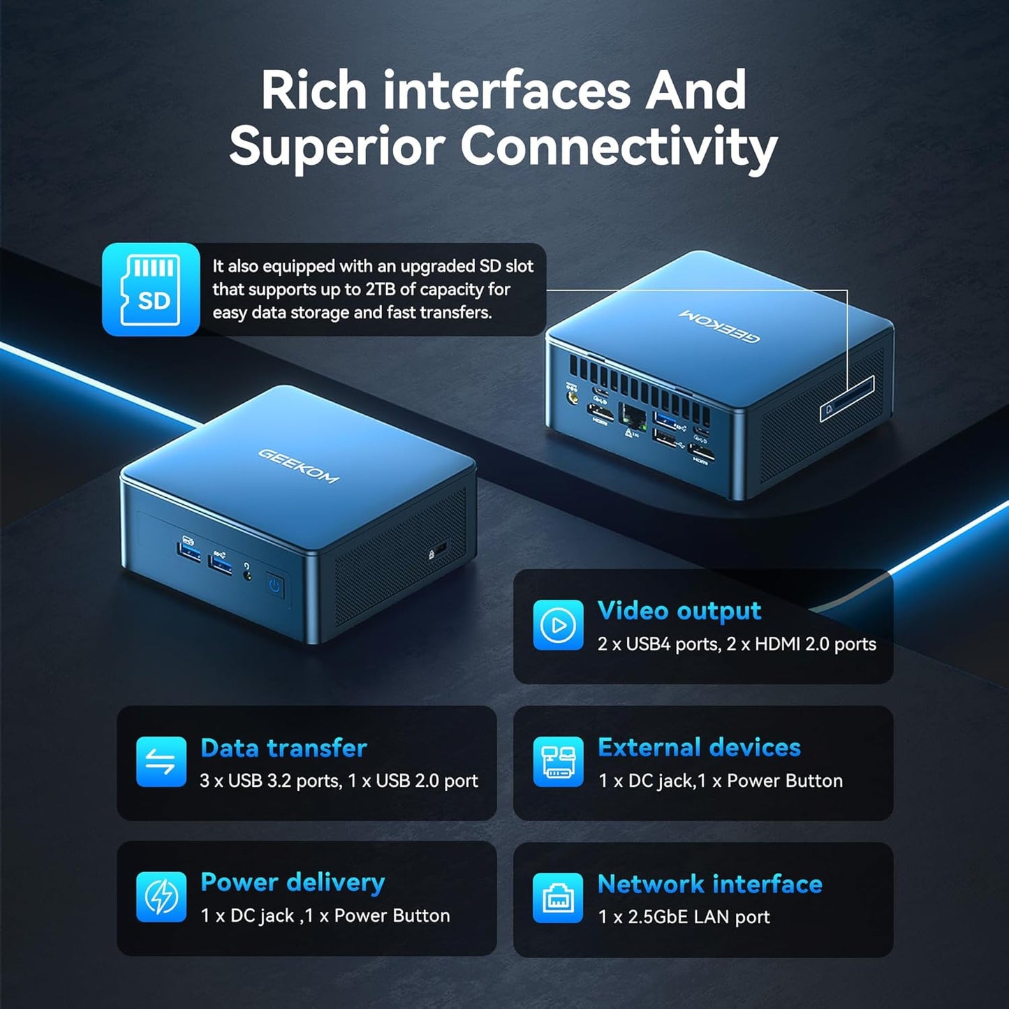 GEEKOM IT12 Mini PC(3-Year Quality Support) with 12th Gen Intel i9-12900HK, NUC 12 Mini Desktop(Up to 5GHz), 32GB DDR4& 1TB M.2 2280 NVMe Gen4*4 SSD, Win11 Pro, 8K/Quad Display/USB4/WiFi 6E/BT5.2