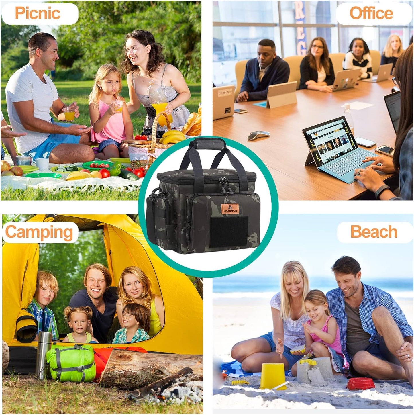 HSHRISH Tactical Large Lunch Bag for Men,Leakproof Insulated Lunch Box, Durable Soft Cooler Bag with Shoulder Strap Lunch Pail for Work Shifts Outdoor