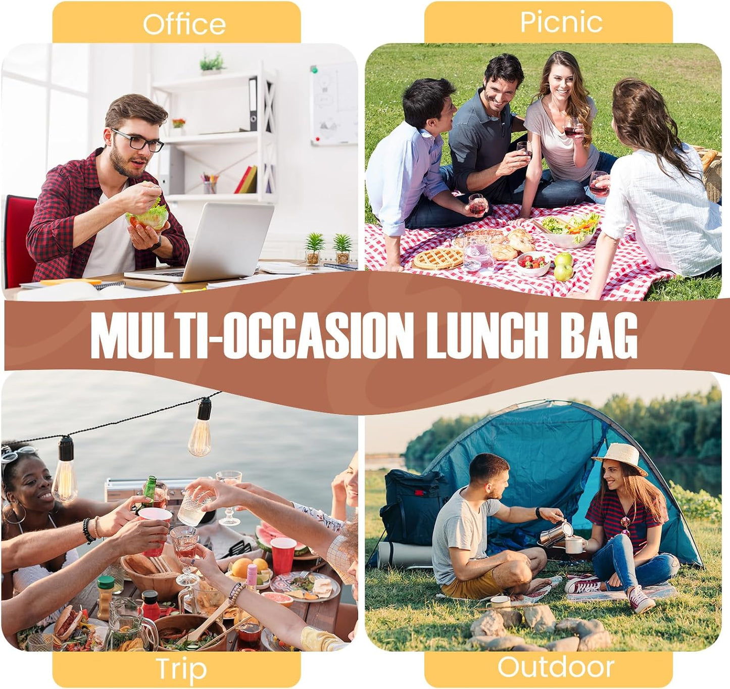 Lunch Bag for Men/Women, Reusable Lunch Box for Adult, Small Insulated Lunch Box, Lunch Tote Bag for Office, Work, Picnic