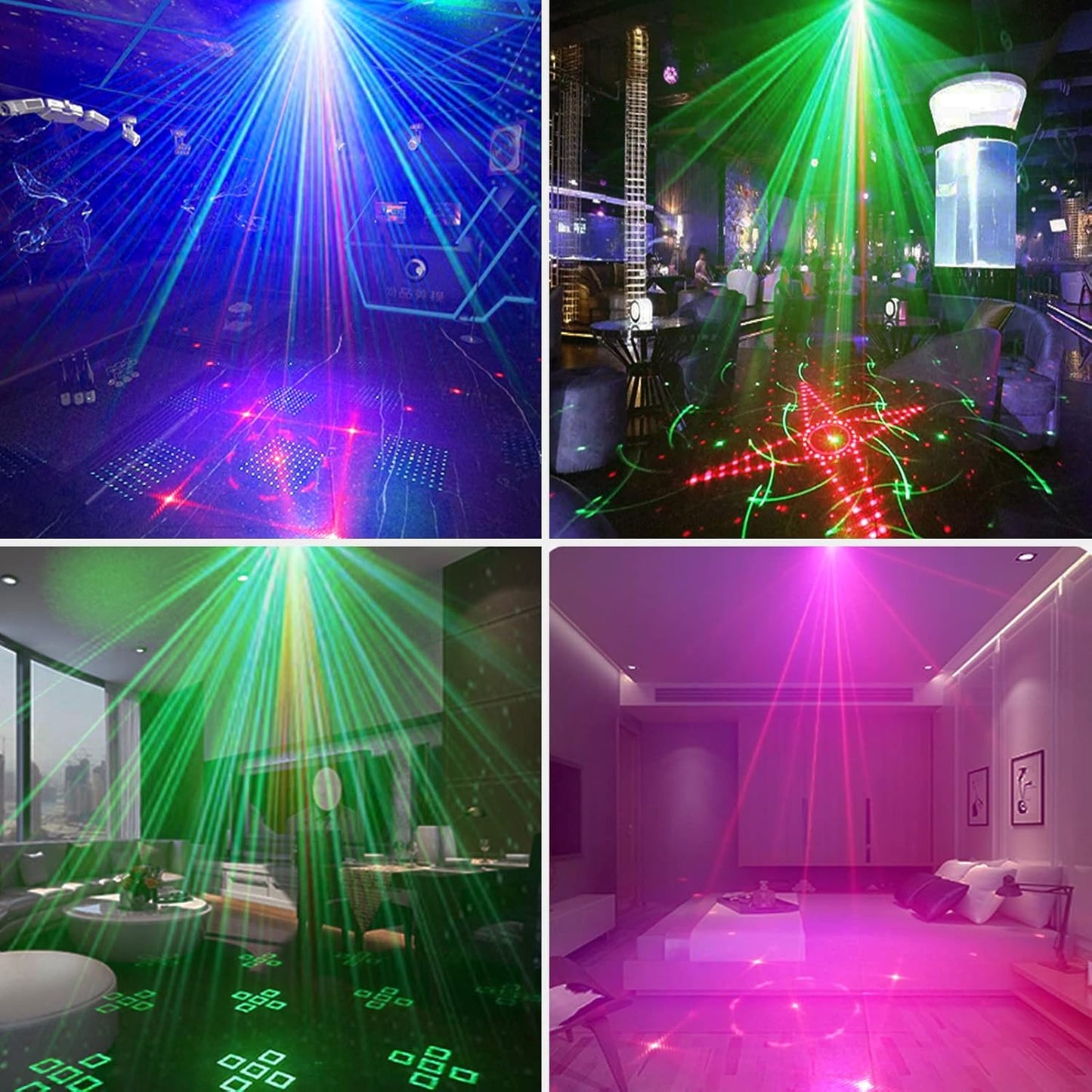 DJ Disco Light, Stage Party Lights, Rechargeable Laser Light Sound Activated RGB Led Flash Strobe Projector with Remote Control for Christmas Karaoke Pub KTV Bar Birthday Wedding