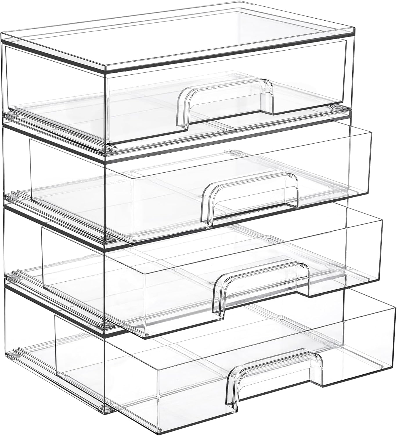 Vtopmart 3 Pack Stackable Clear Plastic Drawer Organizer, Makeup Organizers and Storage for Eyeshadow Palettes, Cosmetics, Beauty Supplies, Ideal for Vanity, Desk, Office, Bathroom Organization