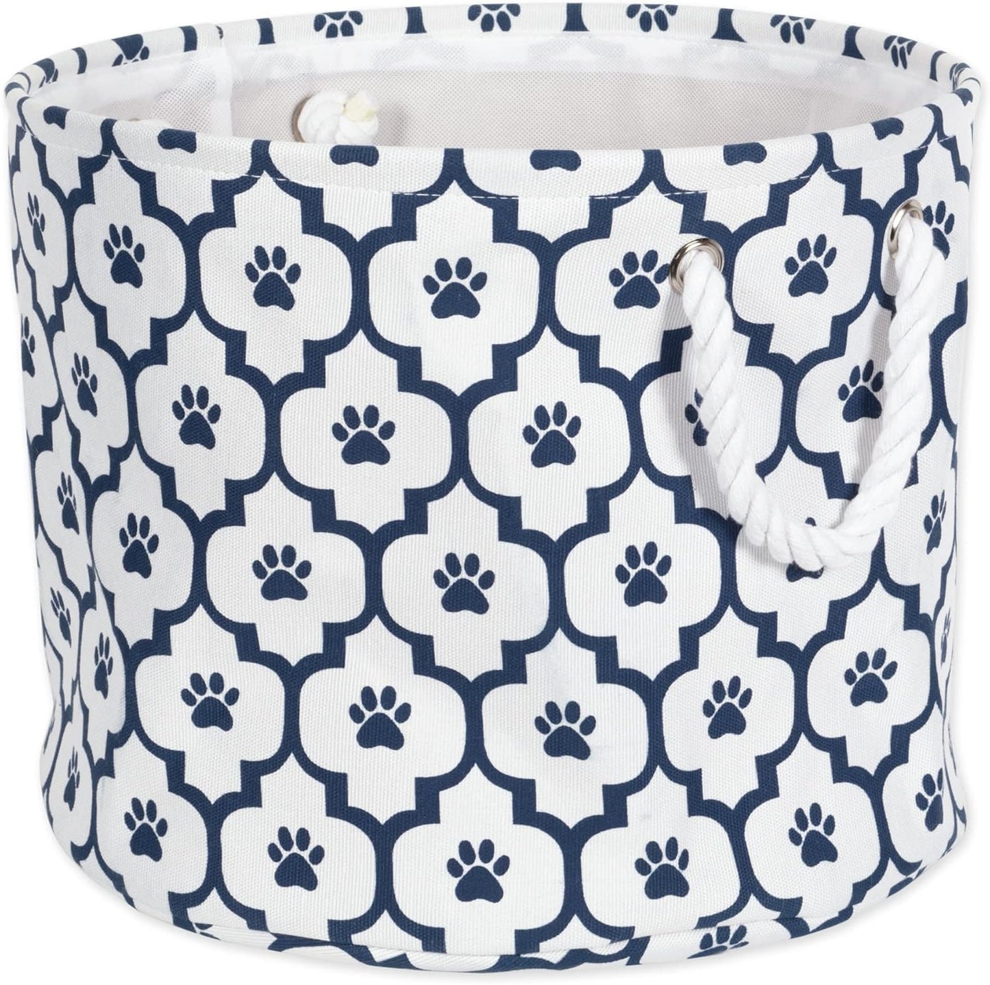 DII Bone Dry RoundSmall Pet Toy and Accessory Storage Bin, 12"(Dia) x9(H), Collapsible Organizer Storage Basket for Home Decor, Pet Toy, Blankets, Leashes and Food-Gray Stripes