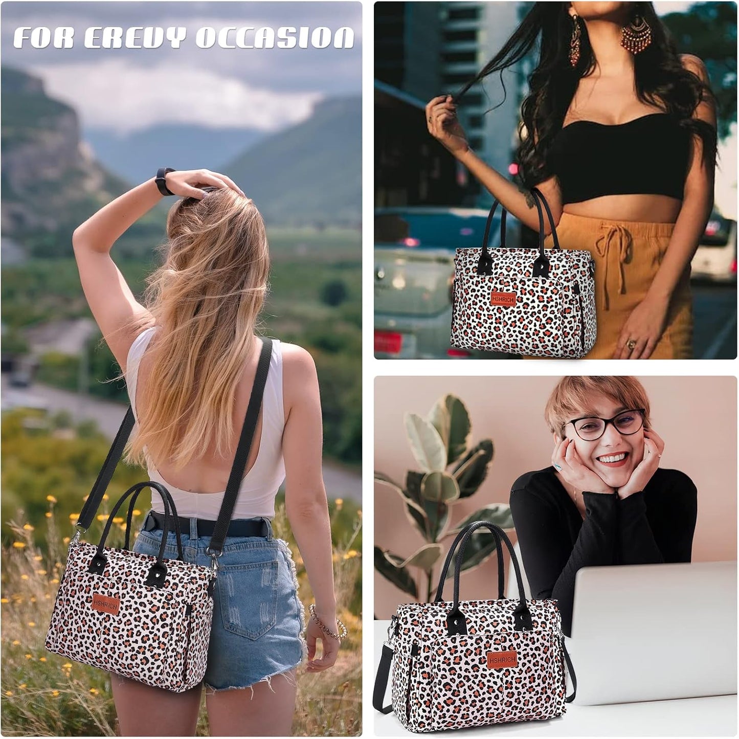 Lunch Bag for Women, Insulated Lunch Box for Work, Large Leakproof Cooler Purse with Side Pockets & Removable Shoulder Strap Women's Lunch Tote Bag for Picnic Work Beach Cute Lunch Bags (Heart)