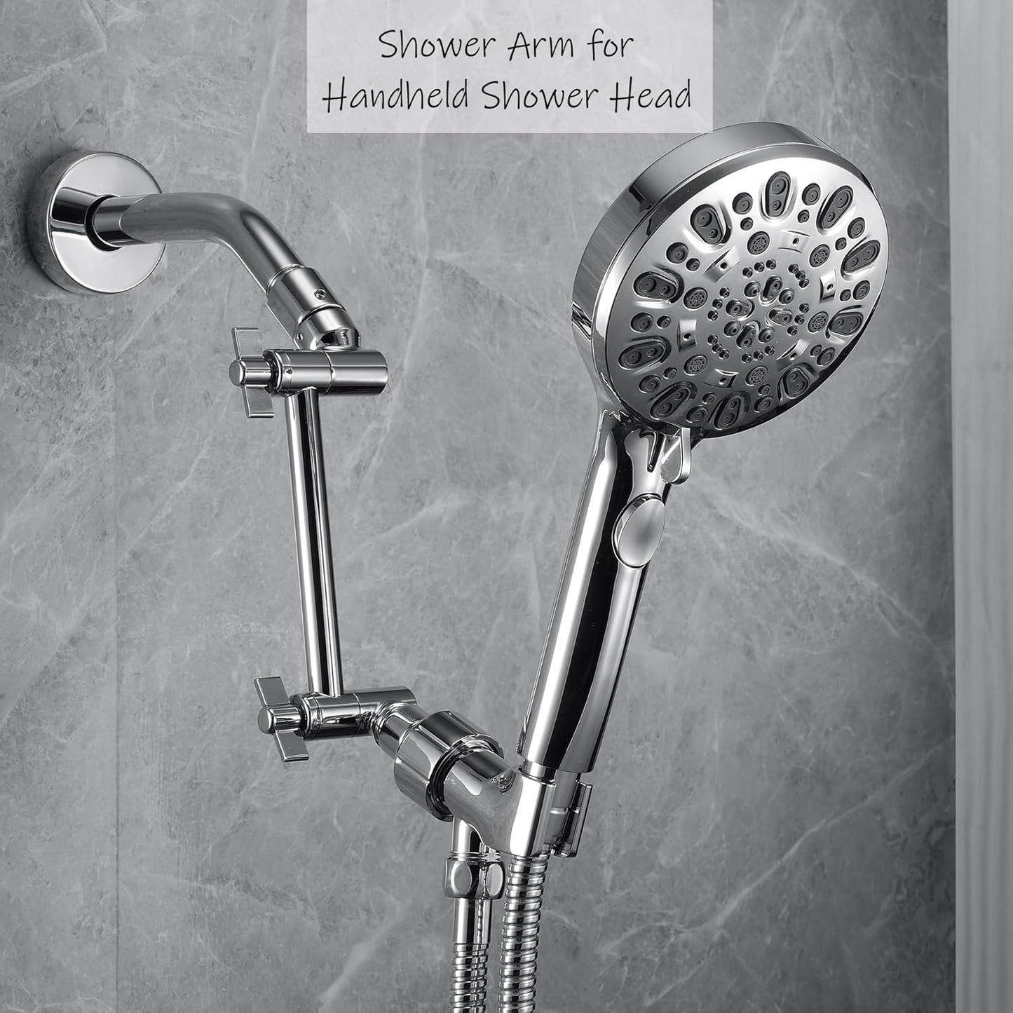 Shower Head Extension Arm, 6 Inch Adjustable Shower Arm Extender for Handheld/Fixed/Rain Shower Head, All Metal Showerhead Arm with G1/2 Universal Connector, Easy Installation, Brushed Nickel