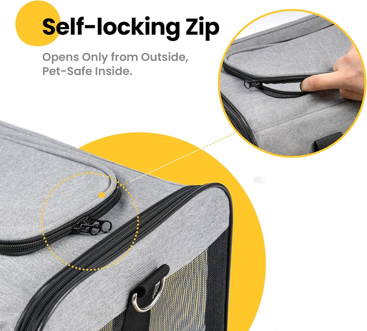 Conlun Cat Carrier Airline Approved, Soft-Sided Dog Carrier with Inner Safety Leash, Pet Transport Carrier for Small-Medium Cats Puppies up to 15 Lbs, Collapsible Travel Kitten Carrier Bag -Black M