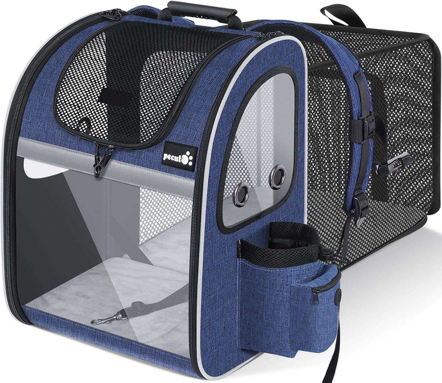 Pecute Pet Carrier Backpack, Dog Carrier Backpack Expandable with Breathable Mesh for Pets <6kg, Pet Backpack Carrier for Hiking Travel Camping Outdoor
