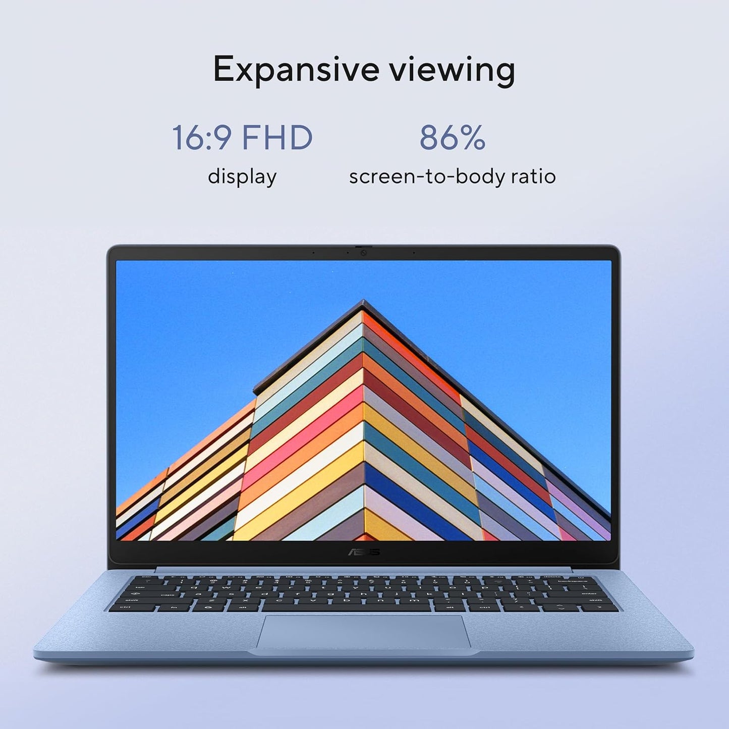 ASUS Chromebook CX14 Laptop, 14" Full HD NanoEdge Display, Intel Celeron N4500 Processor, 64GB eMMC, 4GB RAM, ChromeOS, Fabric Blue, CX1405CKA-AS01-CB