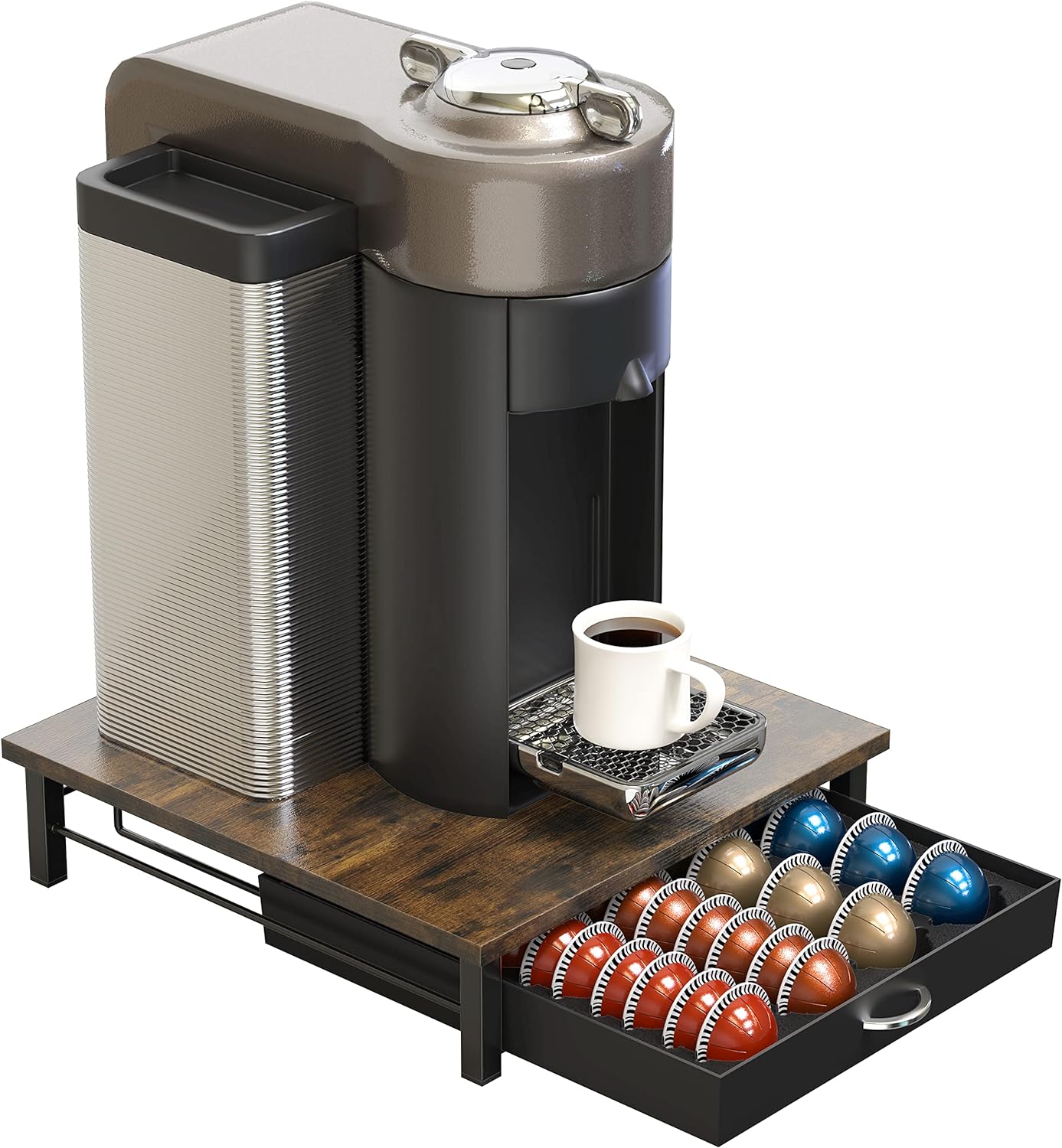 DecoBrothers Vertuo Pod Holder VertuoLine Drawer Storage for Nespresso Coffee Capsules, Crystal Tempered Glass, White