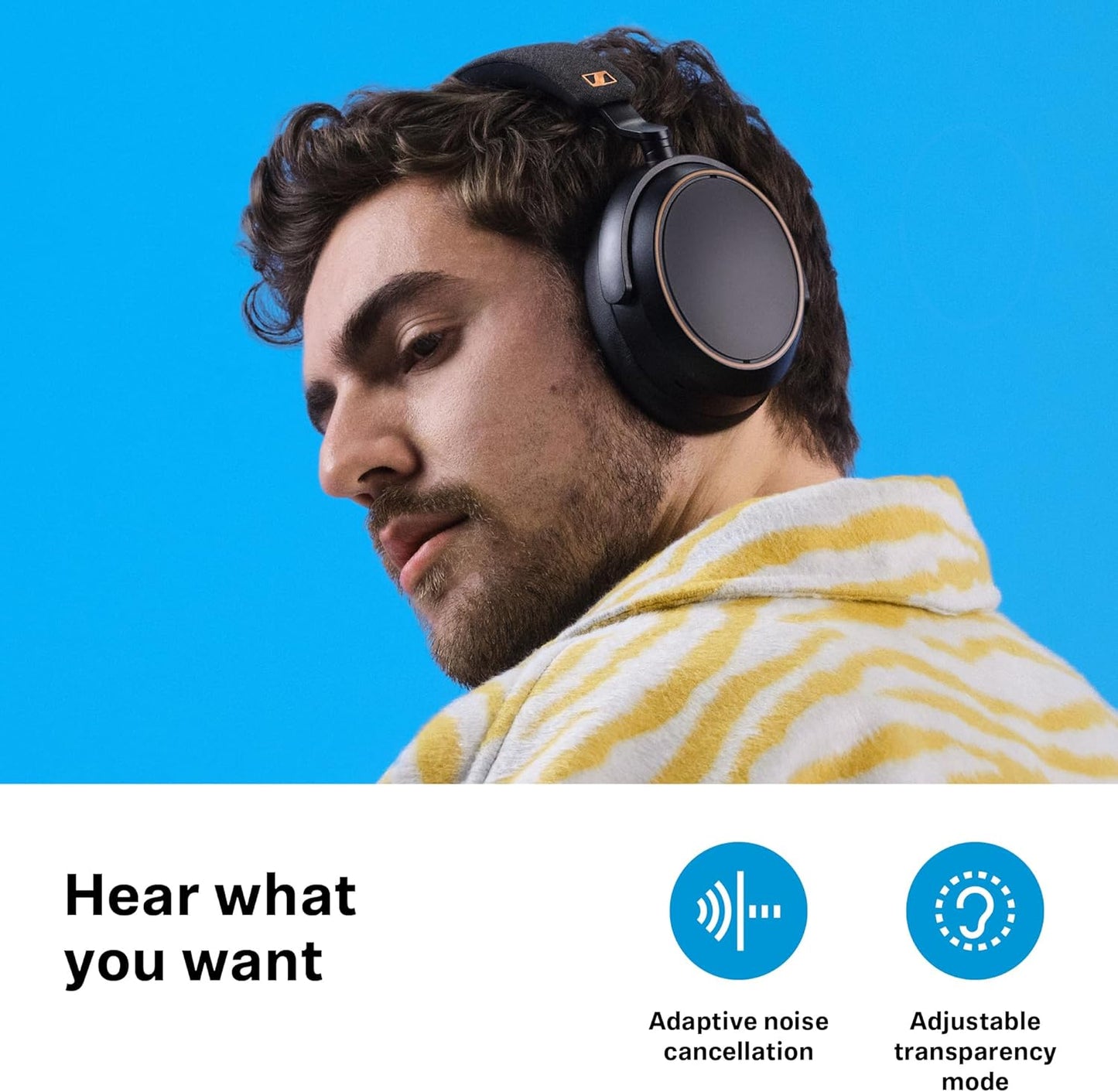 Sennheiser Momentum 4 Wireless Headphones, Bluetooth for Crystal-Clear Calls w/Adaptive Noise Cancellation, 60h Battery Life, Customizable Sound & Lightweight Folding Design, Black/Copper
