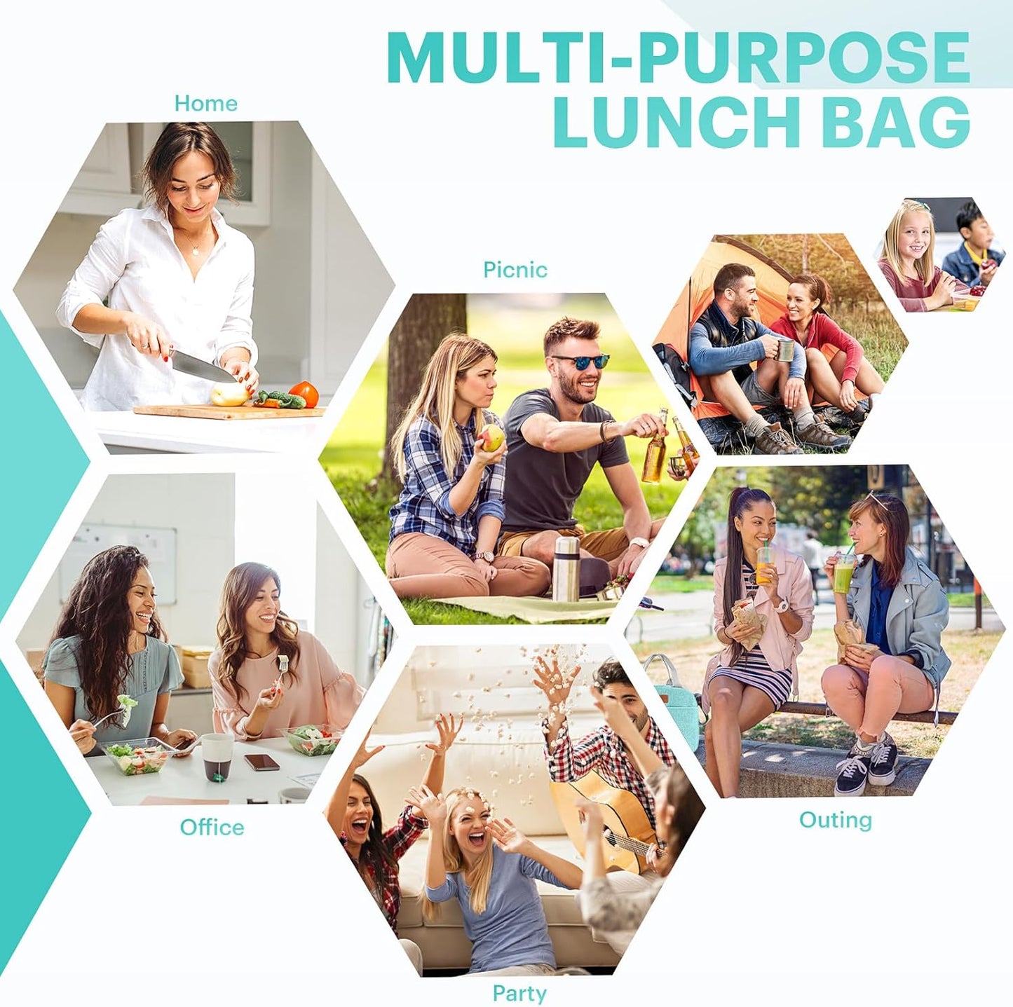 Lunch Bag for Women & Men Adult Insulated Lunch Box, Small Leakproof Cooler Food Lunch Containers Reusable High Capacity Lunch Tote Bags for Work, Travel, Outdoor