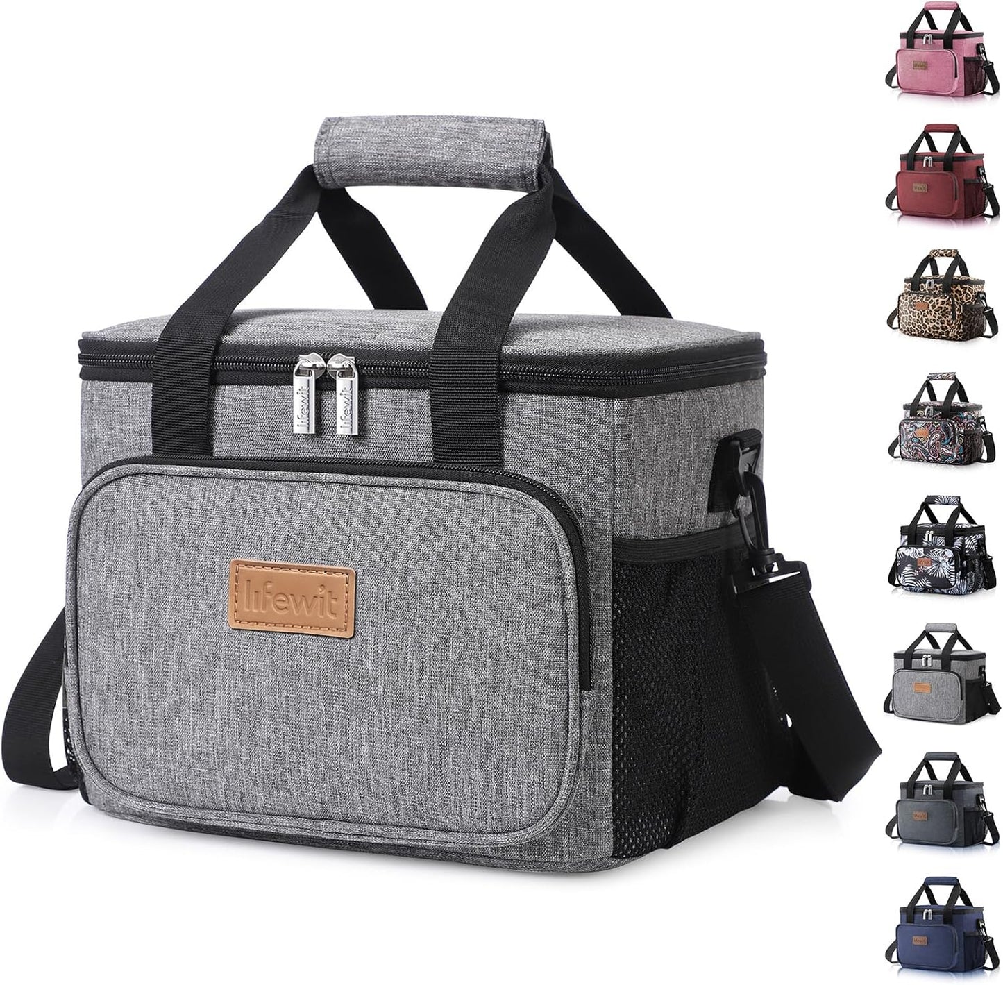 Lifewit Lunch Bag for Men, Insulated Lunch Box Leakproof Soft Cooler Cooling Tote for Adult Women, Waterproof Reusable Lunch Bags for Work Office Outdoor Picnic Camping, Black, 12-Can (9L)