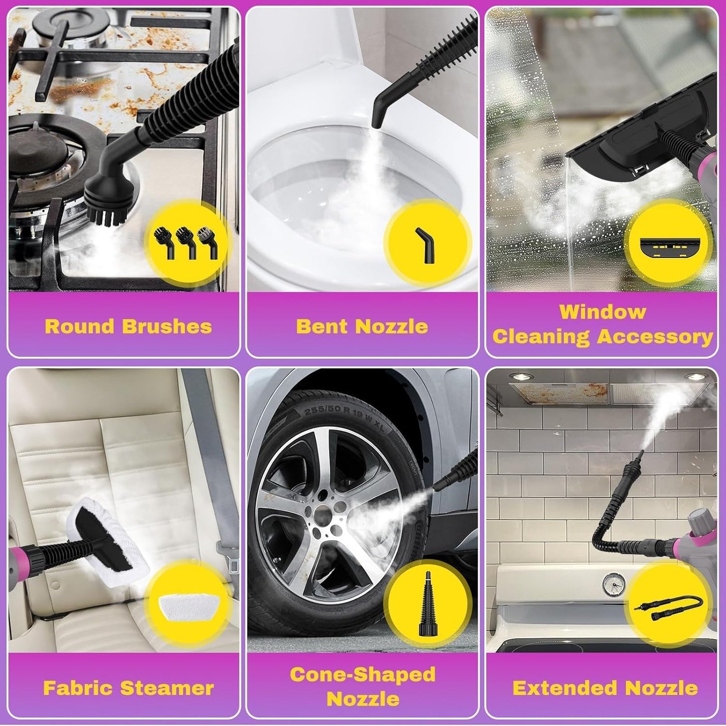 AOTER Pressurized Handheld Steam Cleaner, Portable Steam Cleaner Multipurpose for Home, Multi-Surface Steam Cleaner for Tile, Grout, Windows, Bathroom, Kitchen, Car Cleaning, with 12pcs Accessories