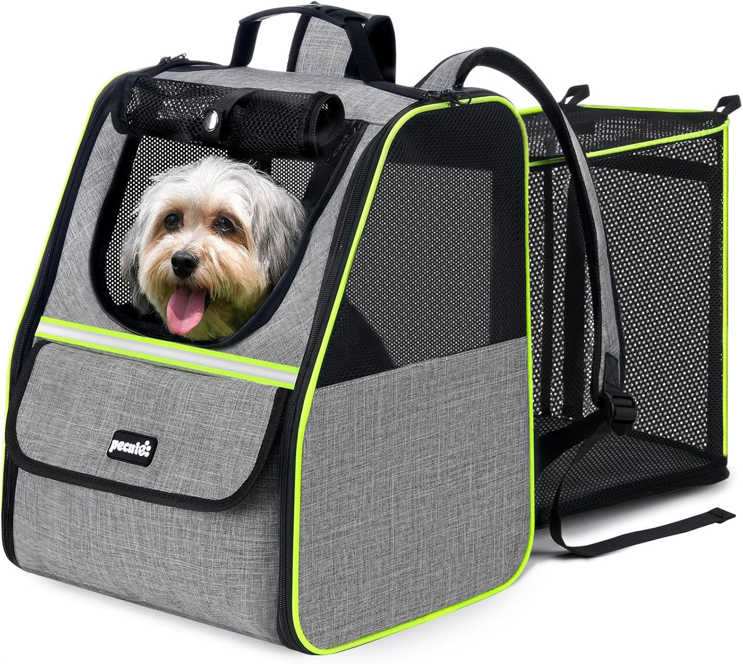 Pecute Expandable Cat Backpack Carrier, Small Dog Backpack Carrier, Pet Backpack Carriers for Cats Dogs Puppy Kitten, Cat Carriers Bag Carrying for Travel Hiking Bike Riding Walking Outdoor,Grey