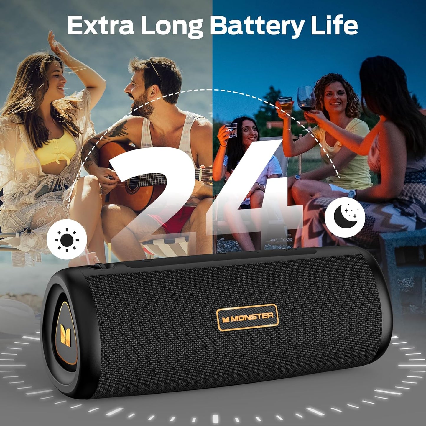 Monster S230 Portable Bluetooth Speaker, Speakers Bluetooth Wireless with 30W Loud Stereo Sound, Wireless Stereo Pairing, 24H Playtime, Bluetooth 6.0 Supports TF Card, AUX for Outdoor/Home/Party